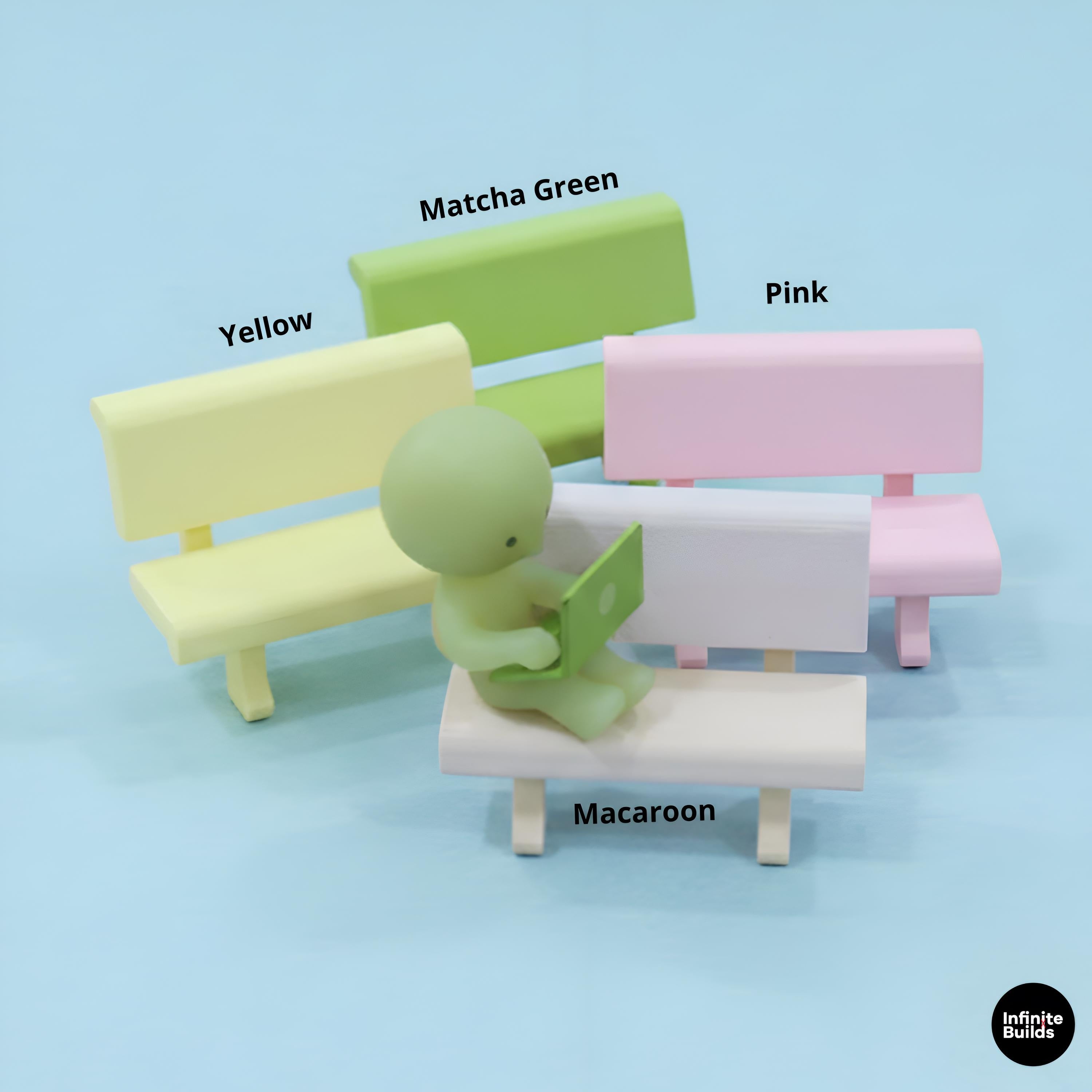 Smiski Mini Stone Bench 1:12 | 3D Printed Bench for Smiski | Miniature Park Chair | Smiski Display Decor