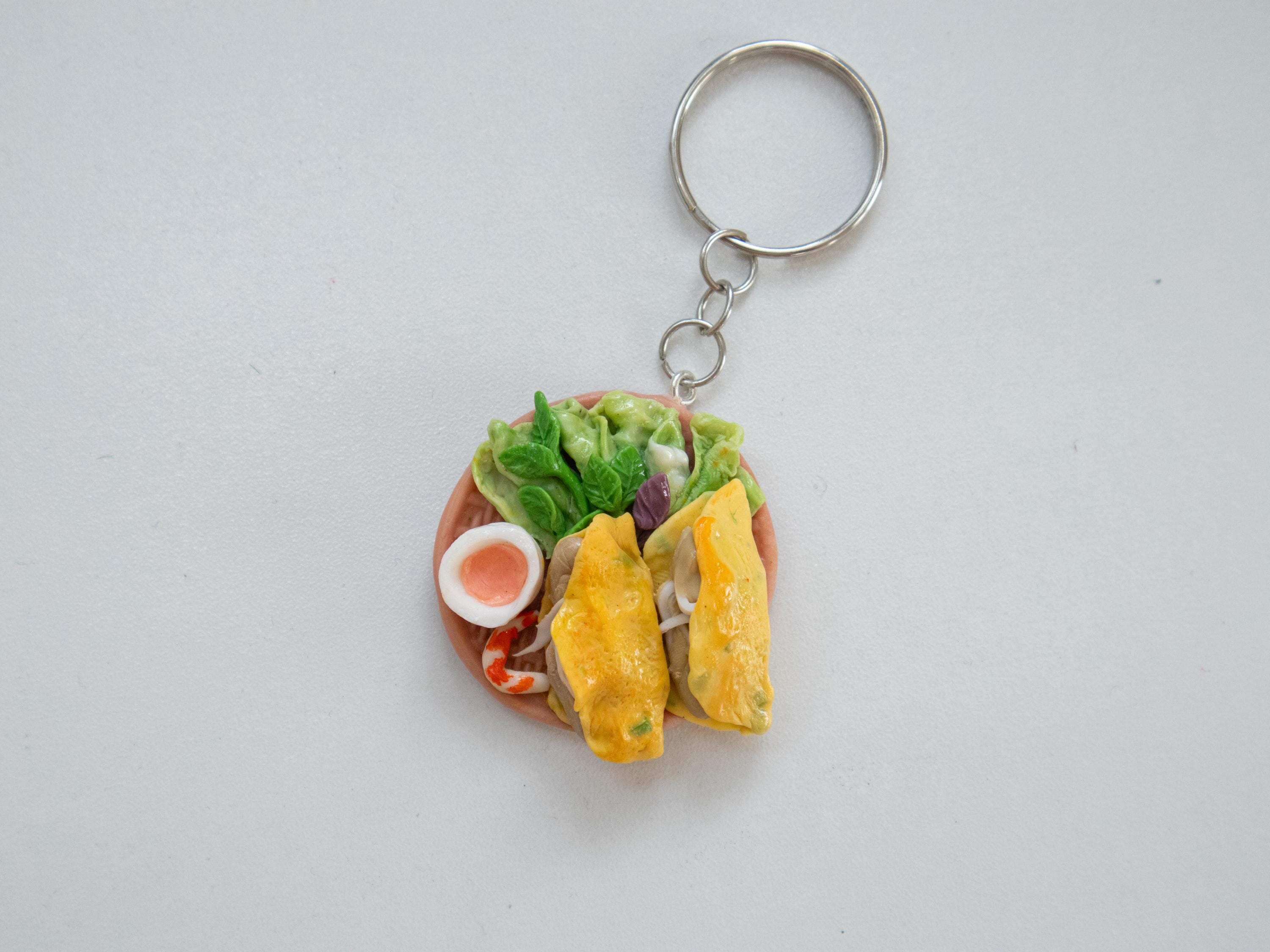 Handmade Bánh Xèo Keychain: Miniature Vietnamese Pancake Charm