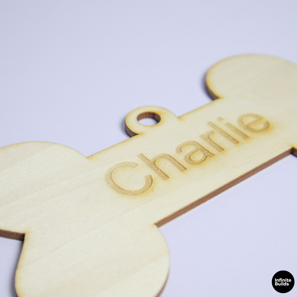 Personalized Wooden Dog Bone Tag