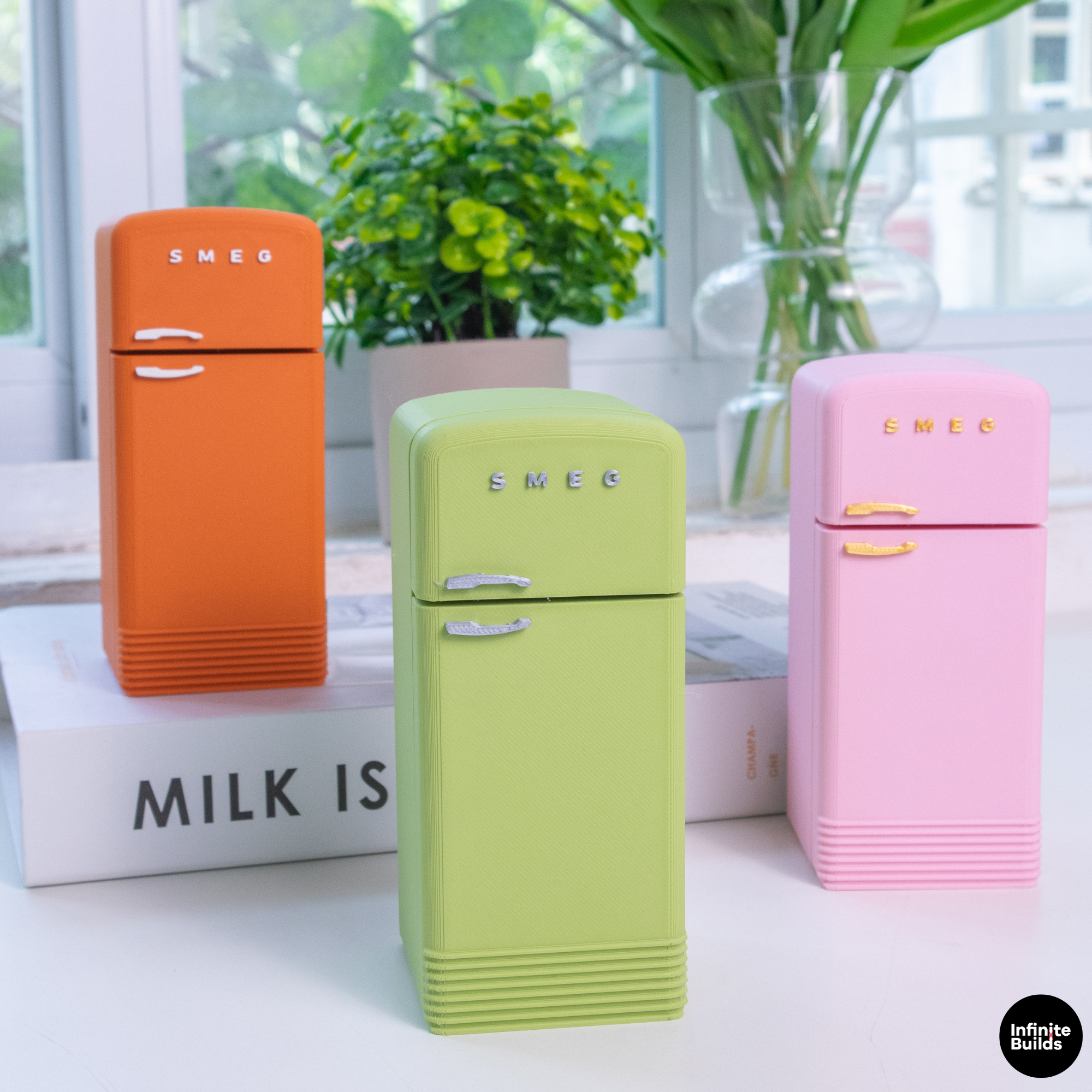 Mini Retro Fridge 1950 | Scale 1:12 | 3D Printed PLA | Dollhouse Decor | Sonny Angel Display Fridge | Cute Mini Furniture
