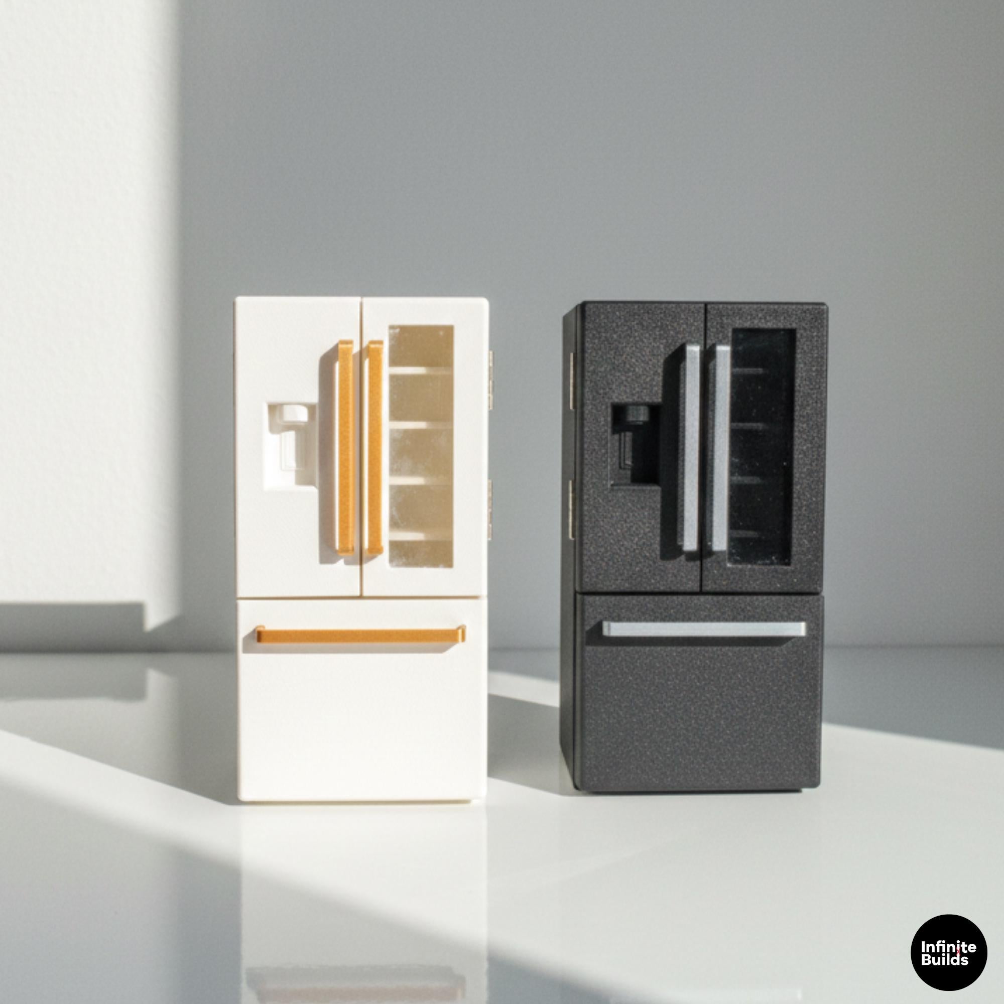 Double Door Mini Fridge 1:12 | 3D Printed Dollhouse Refrigerator | Mini Kitchen Decor | Modern Mini Furniture | Gift for Collectors