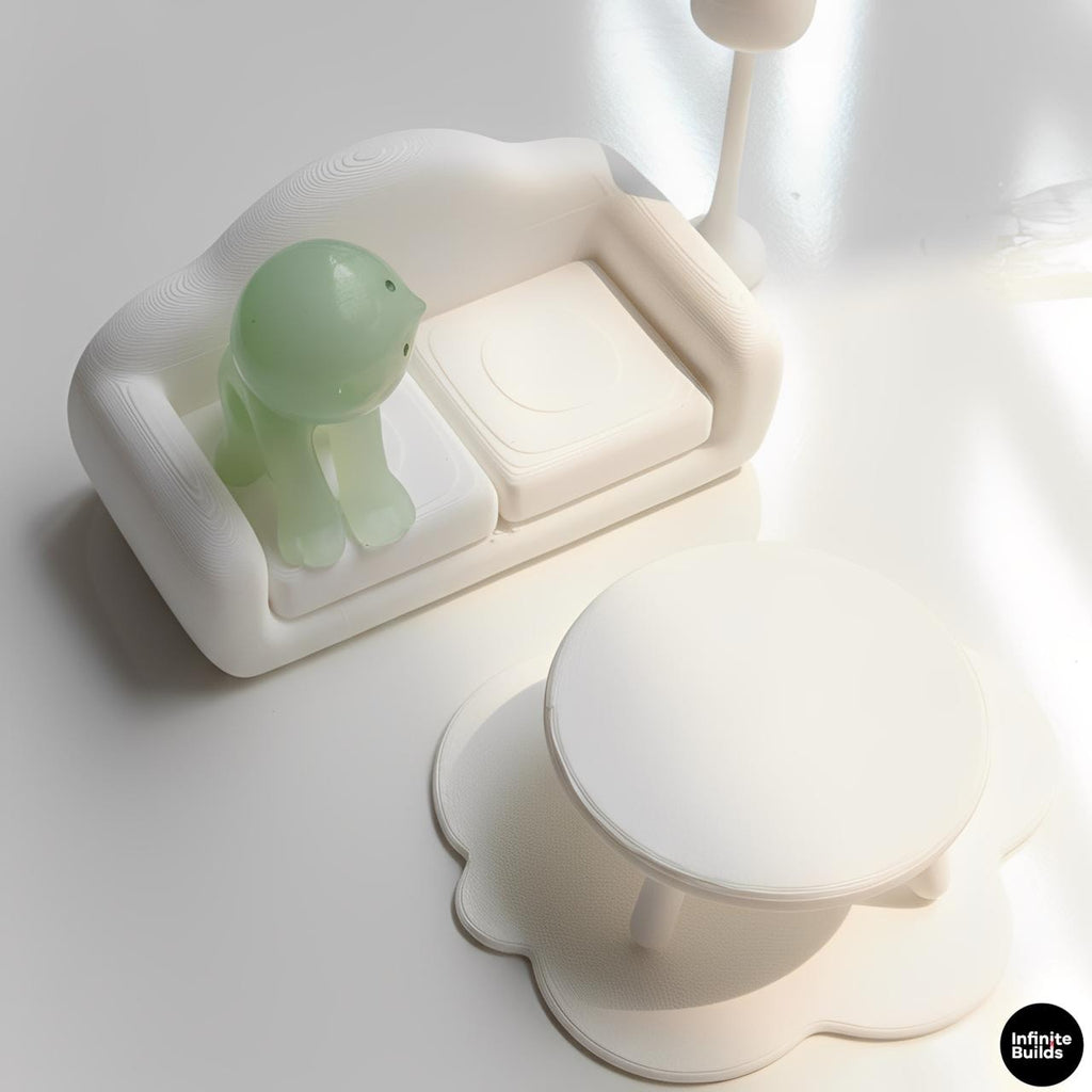 Smiski Furniture Set | Mini Living Room Decor | 1:12 Scale 3D Printed Smiski Sofa Table Lamp | Desk & Shelf Display Gift