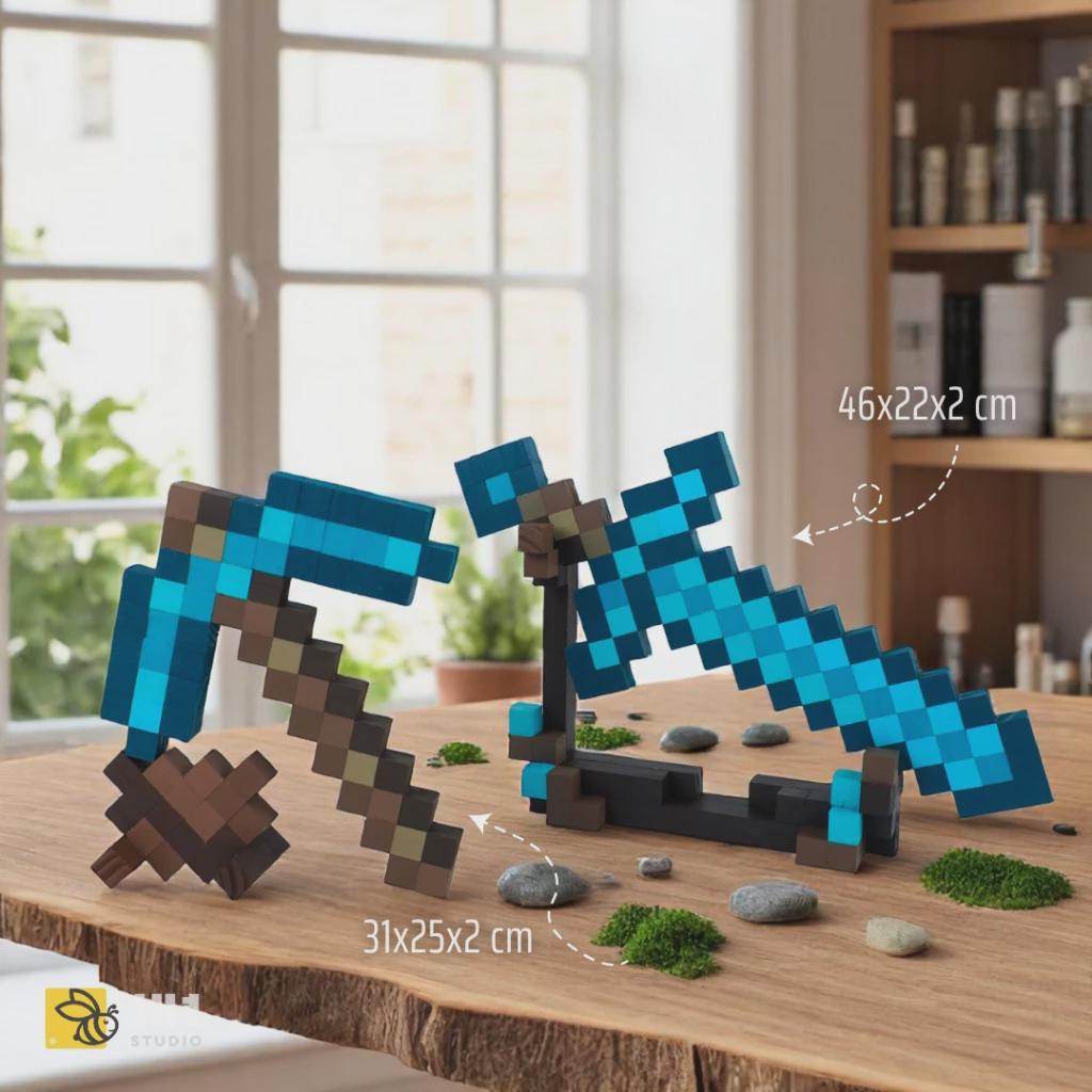 Minecraft Weapon DIY Craft Kit |  Build & Paint Sword, Axe, Pickaxe, Shovel | Wooden STEAM Toy | Handmade Gift for Kids and Adults