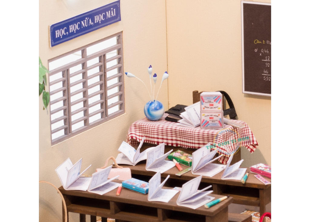 Miniature Vietnamese Classroom DIY Kit: Dollhouse Diorama