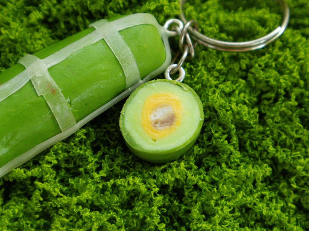 Mini Bánh Tét Keychain: Vietnamese Lunar New Year Cake, Polymer Clay