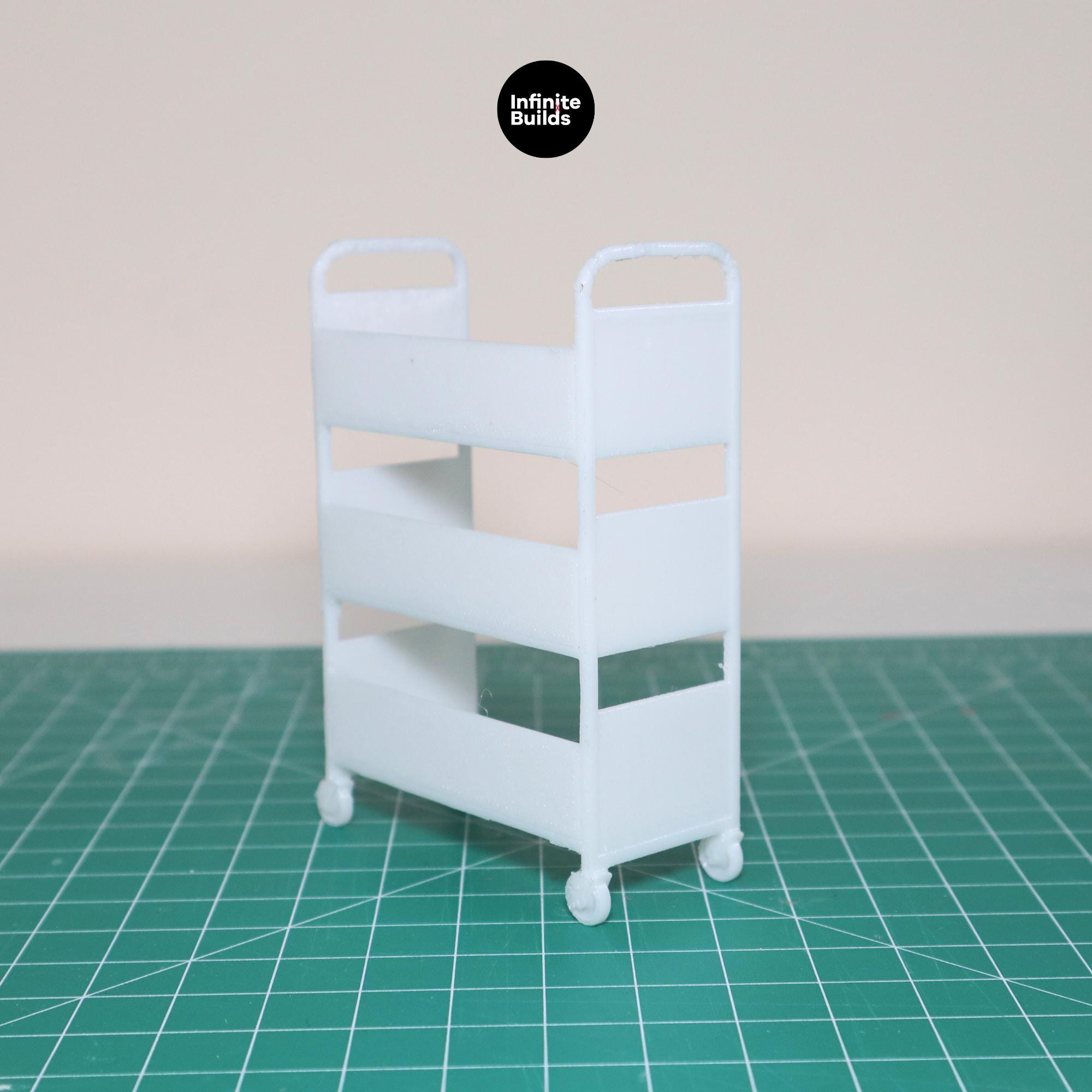 Miniature Library Cart - 3 Shelf Dollhouse Bookcase - 1:12 Scale (Set of 2)