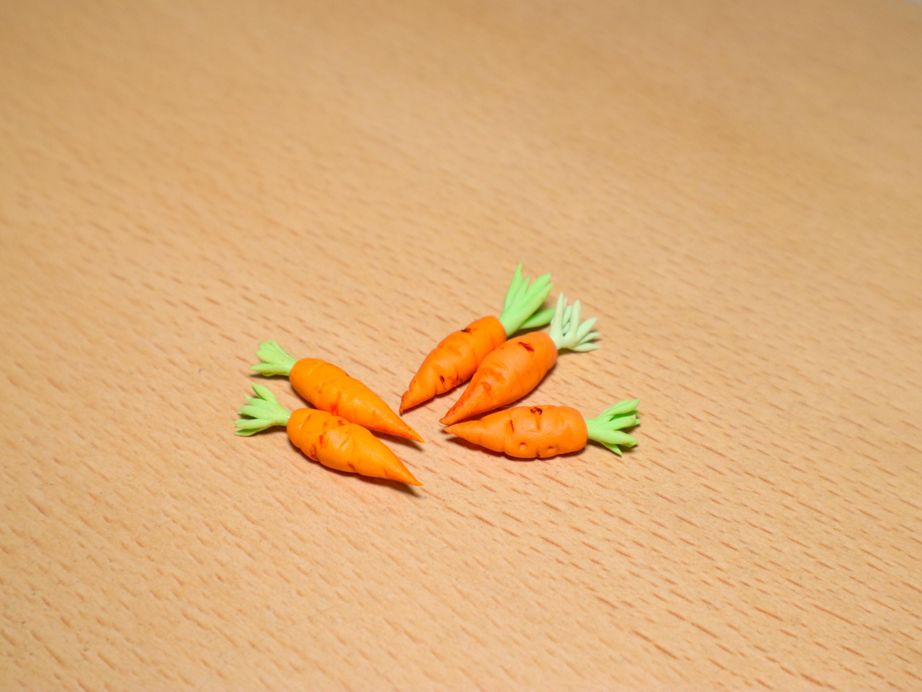 Handmade Miniature Clay Carrots: Dollhouse Mini Food (Set of 2)