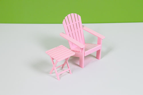 Adirondack Outdoor Chair and Table | Miniature | Dollhouse | 1:12 Scale | Pastel Pop Colors | Desktop Decor