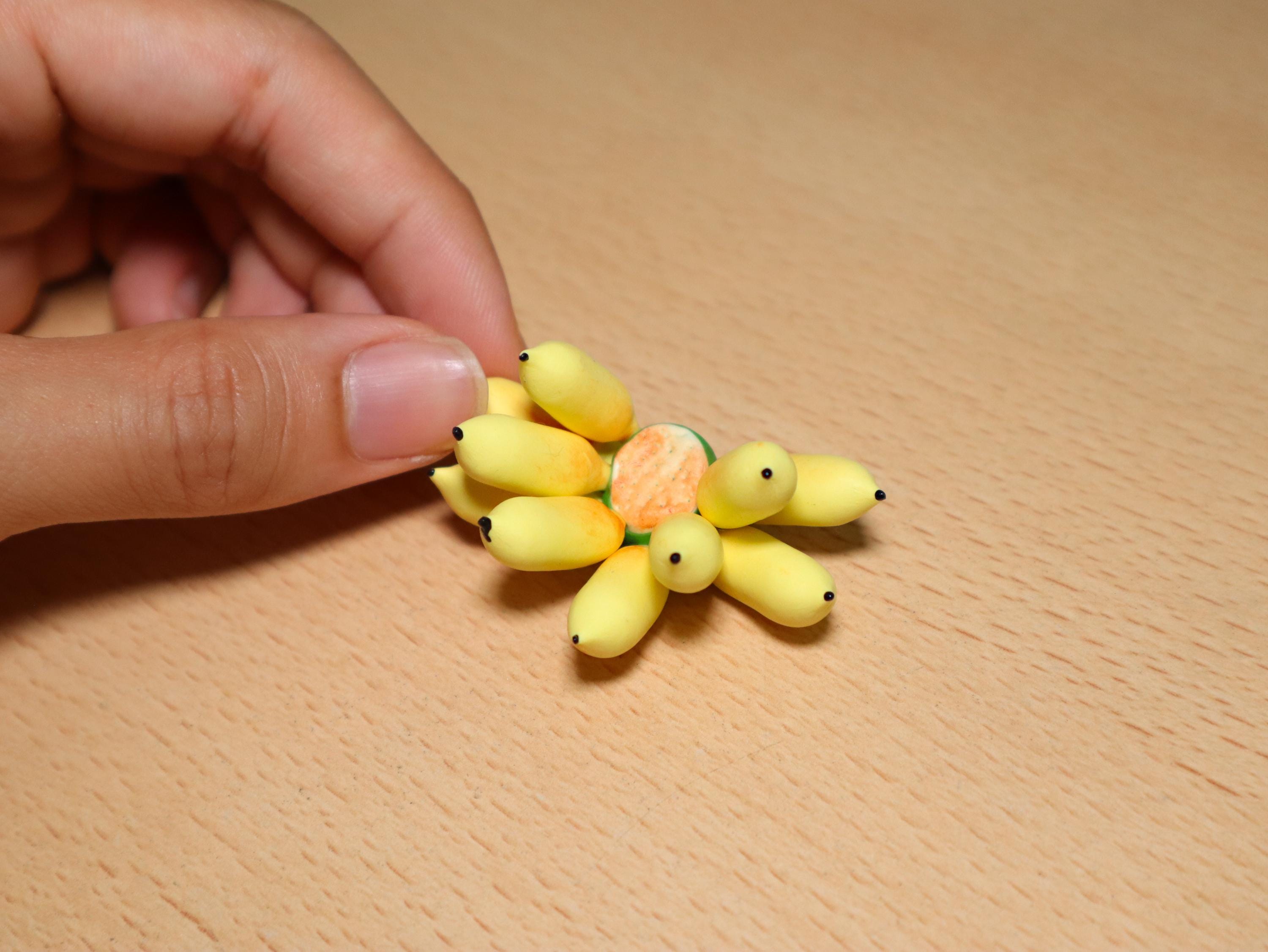 Handmade Miniature Banana Bunch: Polymer Clay Mini Food