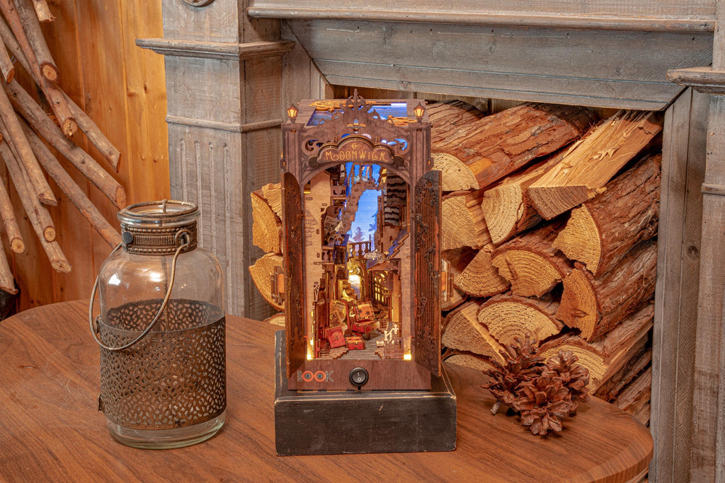 Moonwick City Book Nook DIY Kit: Handmade Fantasy Diorama with LED Lights