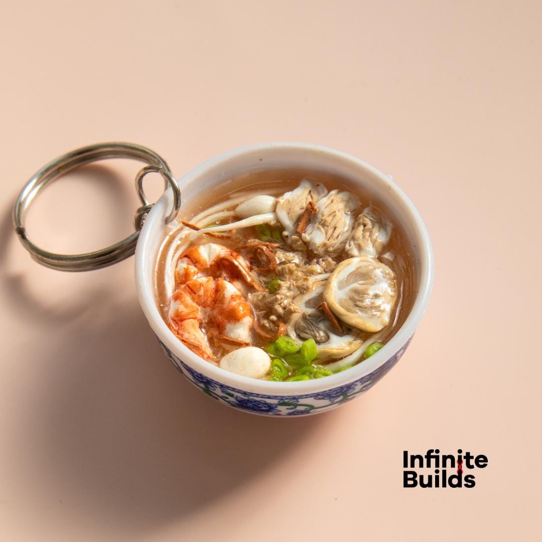 Nam Vang Noodle Soup Keychain: Miniature Vietnamese Food Charm