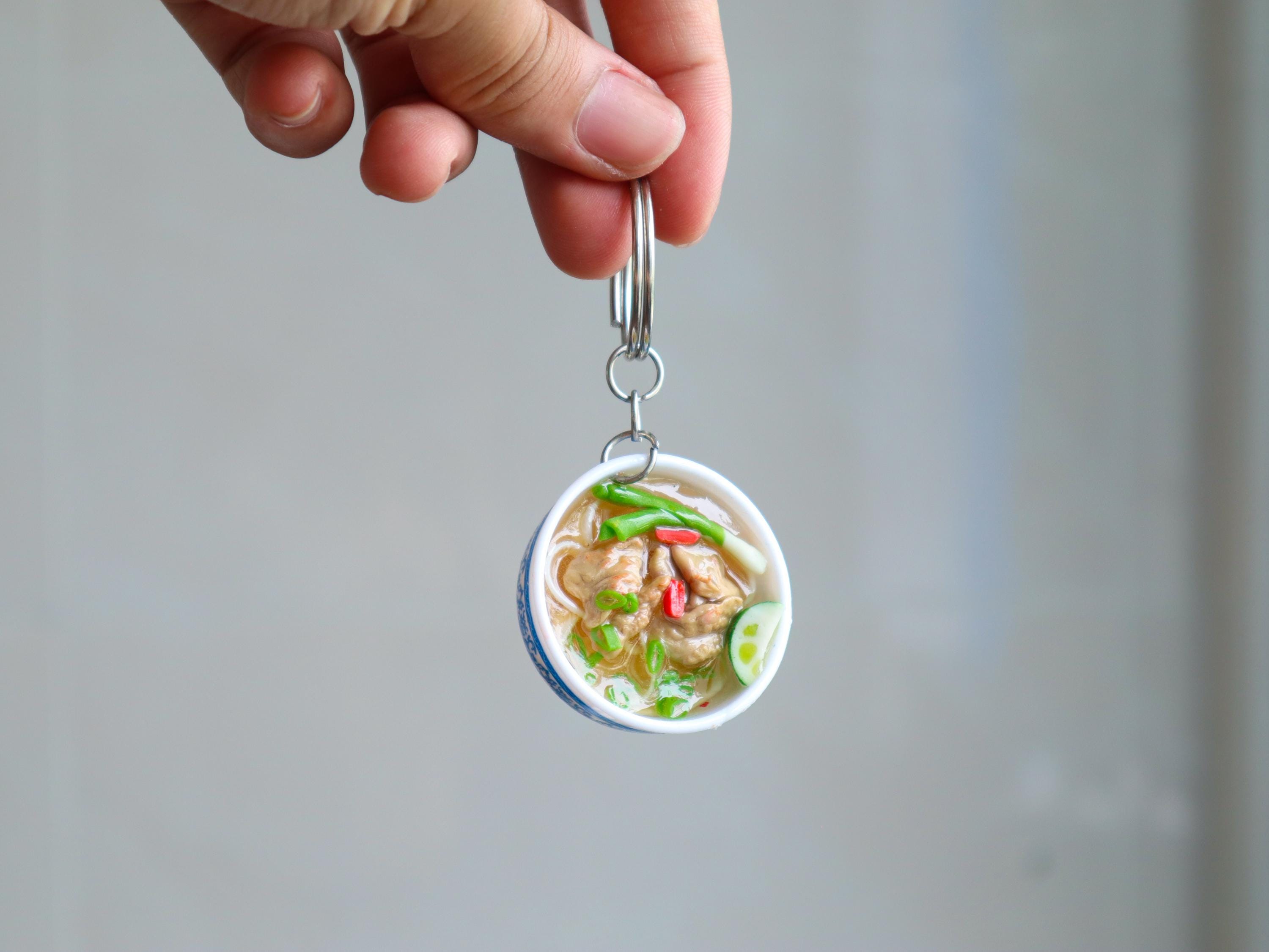 Miniature Pho Bo Keychain: Handmade Polymer Clay Vietnamese Food | Vietnamese beef noodle soup