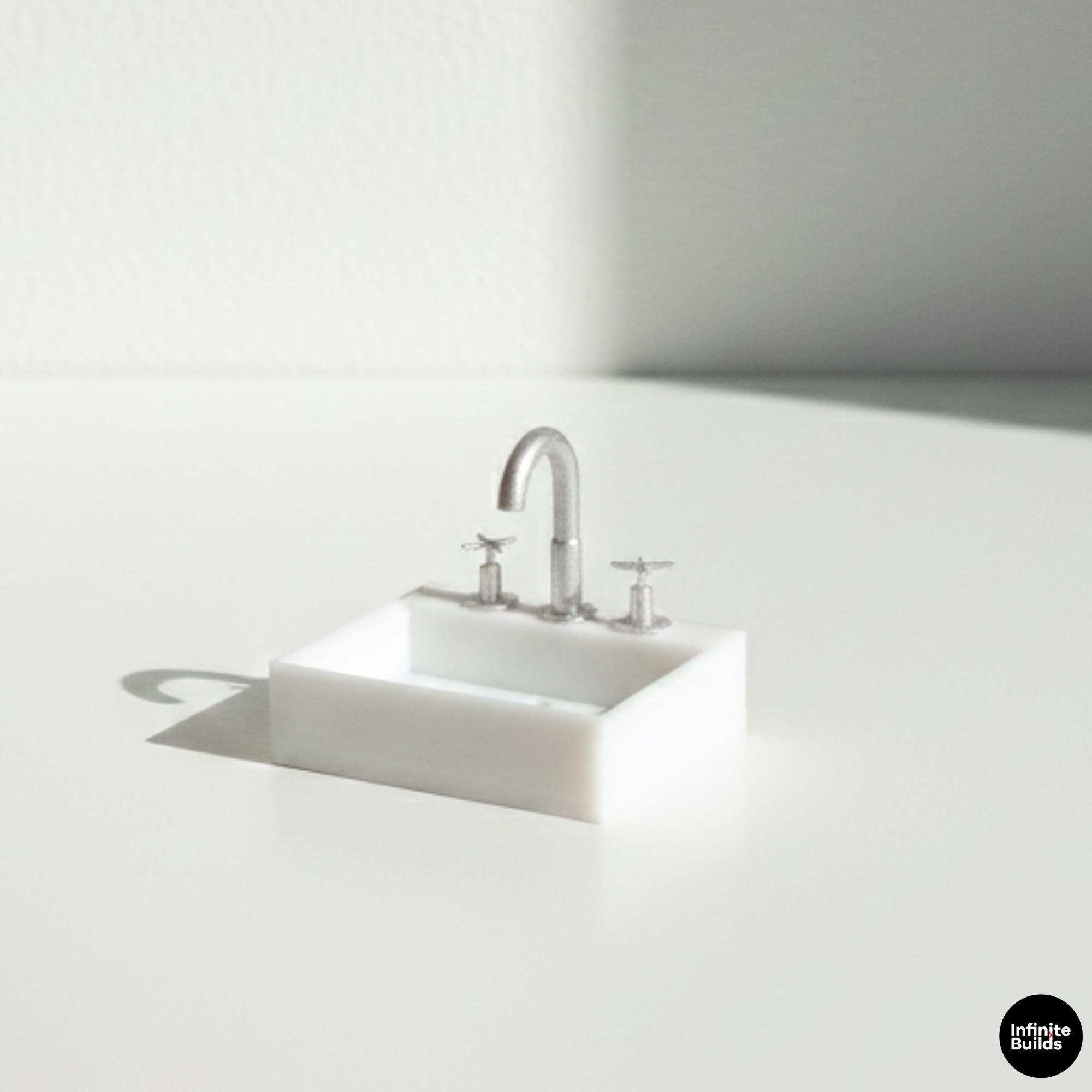 Miniature 1:12 Small Simple Sink with Faucet | Mini Kitchen Sink | Personalized Faucet Colors | Bathroom Sink | Dollhouse Sink