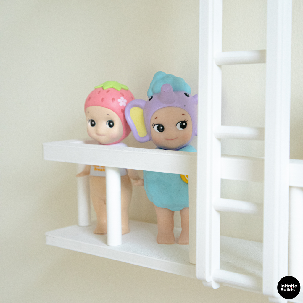 Corner Fire Escape Shelf for Smiski & Sonny Angel | Mini Wall Display with Ladder | Cute Figure Shelf Decor