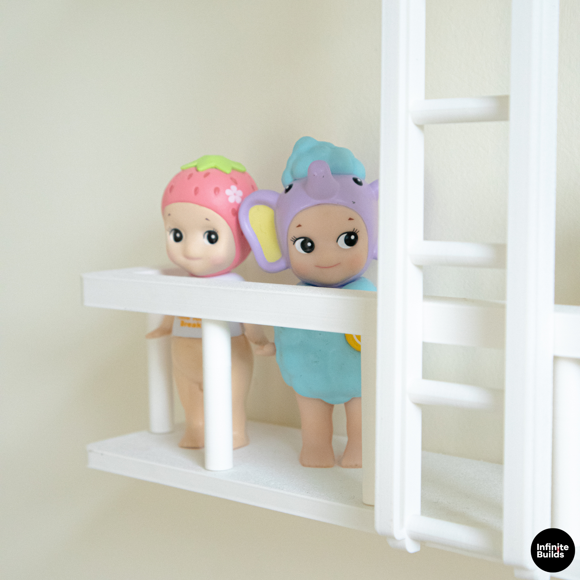 Corner Fire Escape Shelf for Smiski & Sonny Angel | Mini Wall Display with Ladder | Cute Figure Shelf Decor