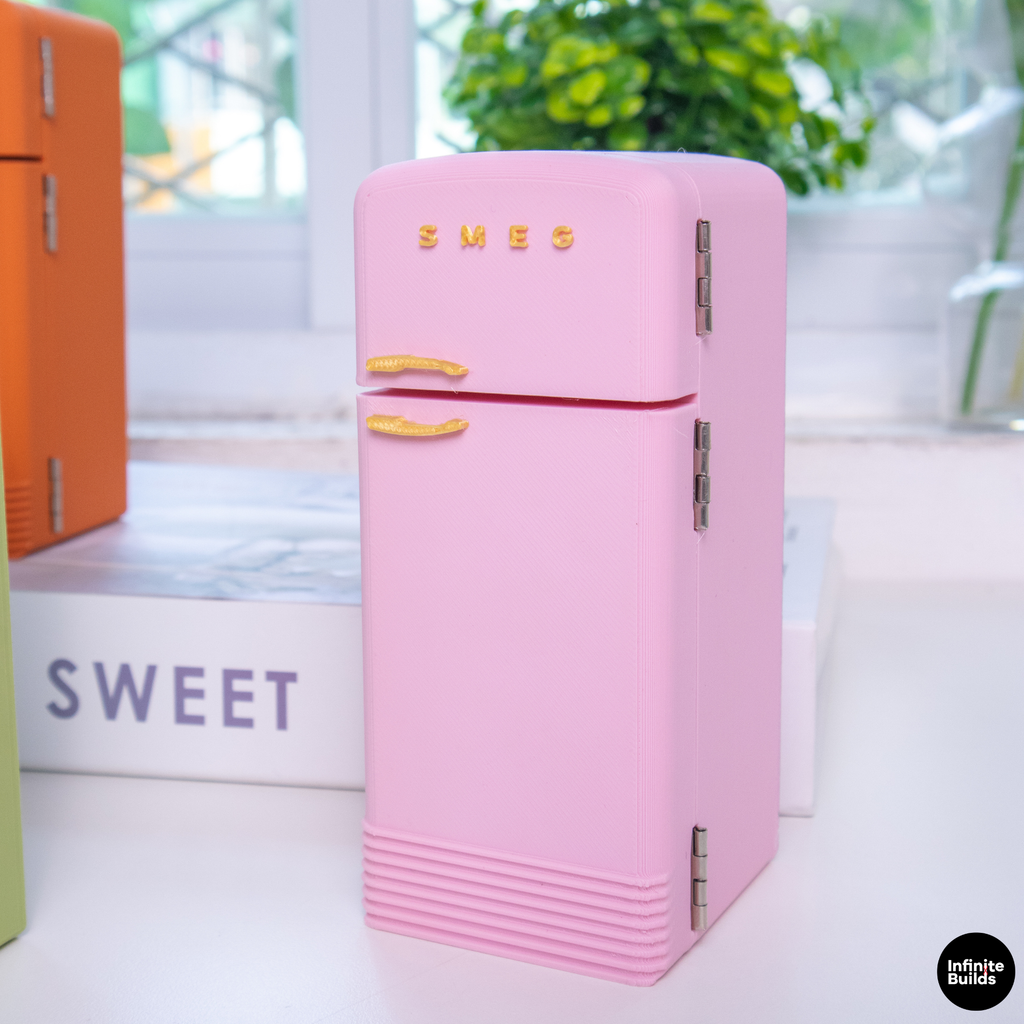 Mini Retro Fridge 1950 | Scale 1:12 | 3D Printed PLA | Dollhouse Decor | Sonny Angel Display Fridge | Cute Mini Furniture