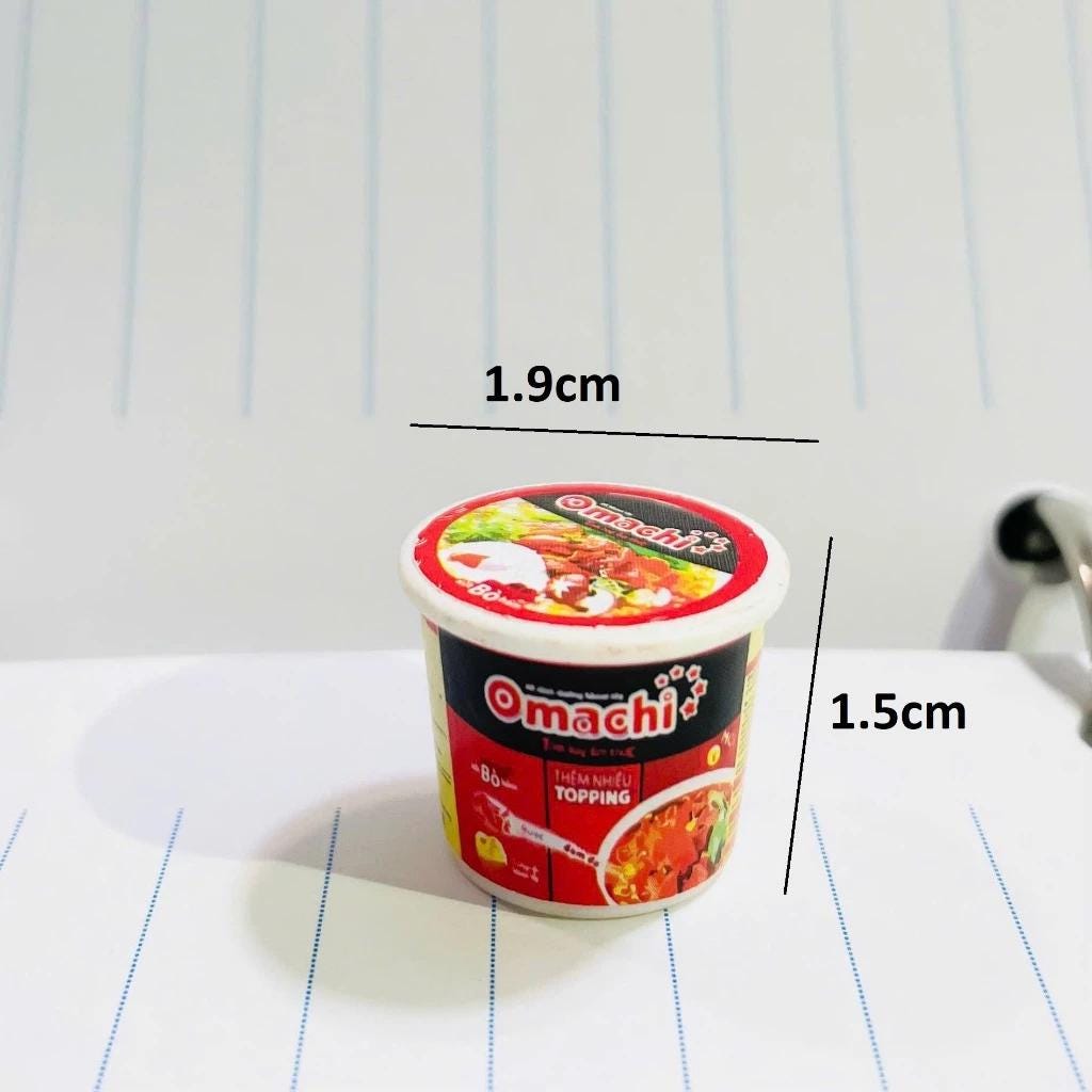 1:12 Omachi Ramen Cup | Set of 2 | Miniature Food | Mini Asian Supermarket | Asian Dollhouse | Asian Mini Kitchen | Food Pantry