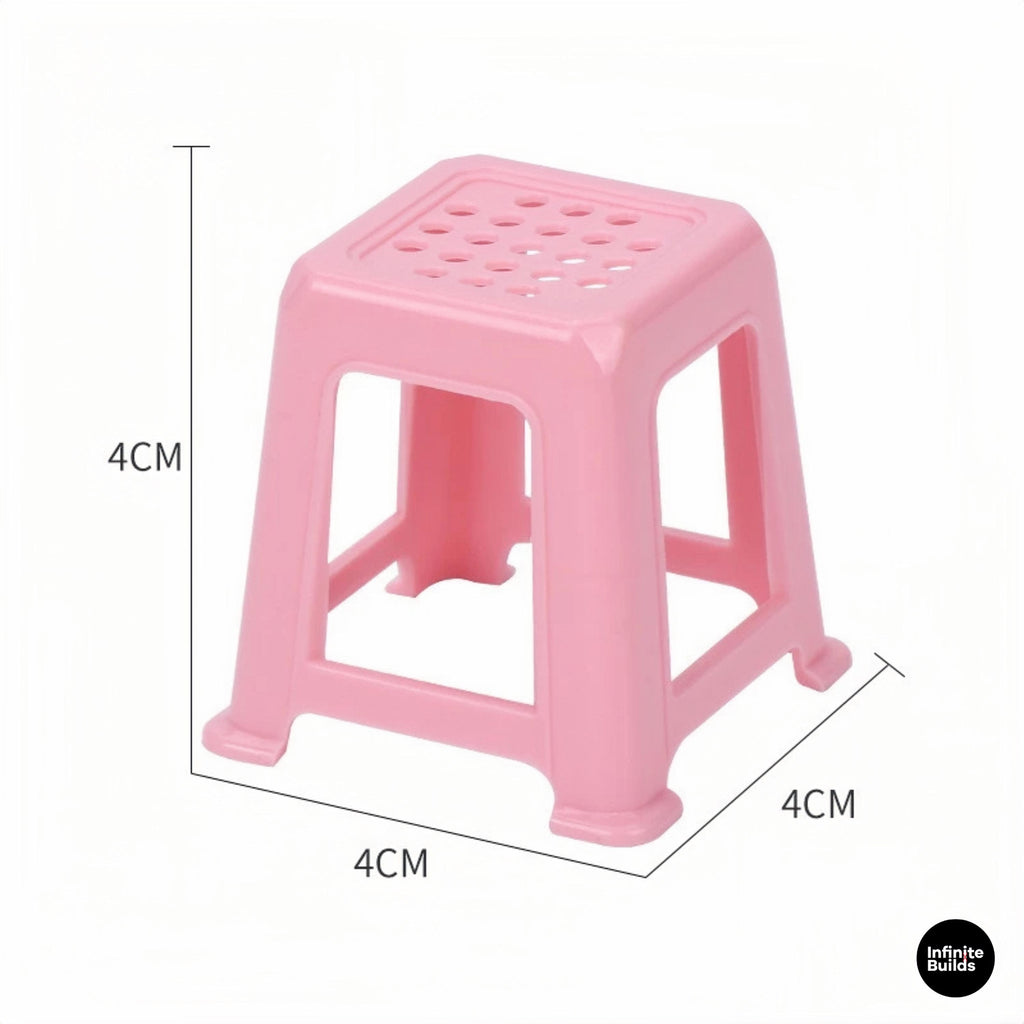 Miniature Vietnamese Plastic Stool Set of 2 | 1:12 Street Food Chair for Dollhouse | Miniature Vietnamese Furniture | Tiny Doll Chair