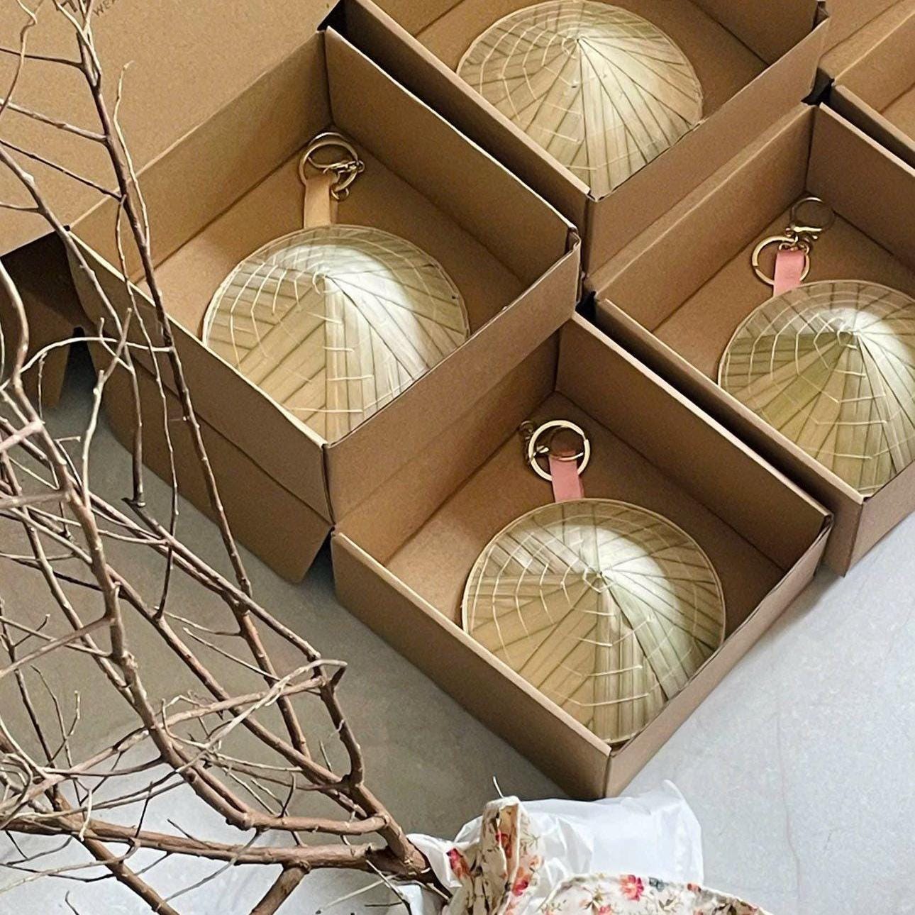 Mini Vietnamese Conical Hat Keychain | Handmade Nón Lá Charm | Bamboo Souvenir Gift from Vietnam | Eco-Friendly Bag Accessory | Palm Leaf