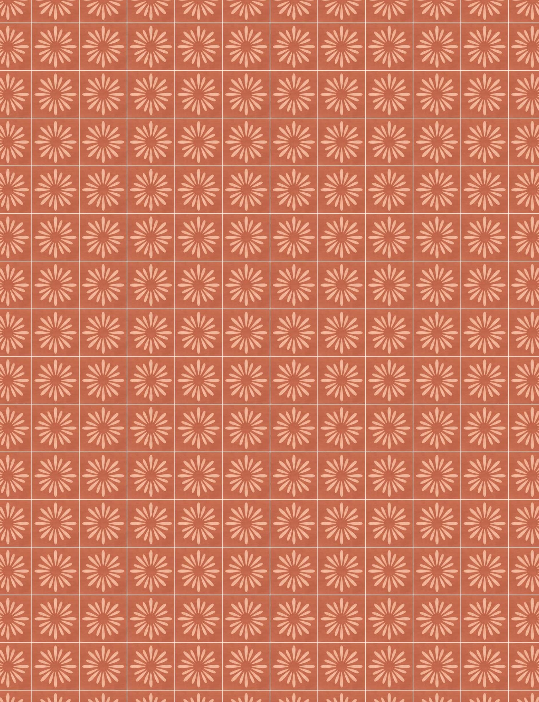 Dollhouse Flooring | Printable Flooring Download | Floral Terracotta Tile Flooring | Digital Download | 1:12 Scale Dollhouse | Seamless
