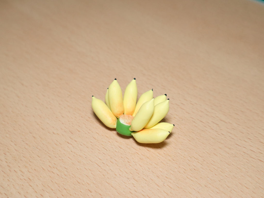 Handmade Miniature Banana Bunch: Polymer Clay Mini Food