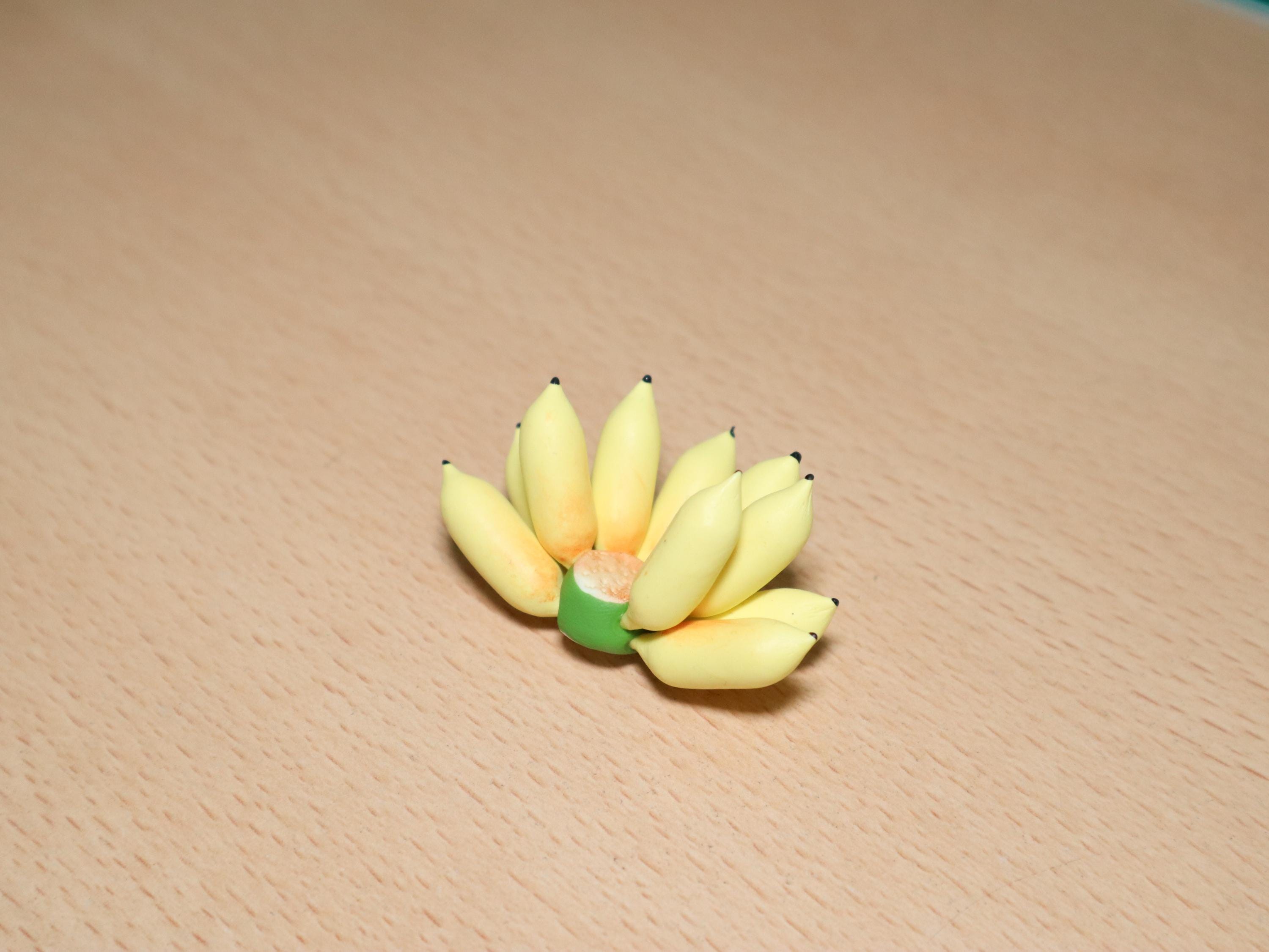 Handmade Miniature Banana Bunch: Polymer Clay Mini Food