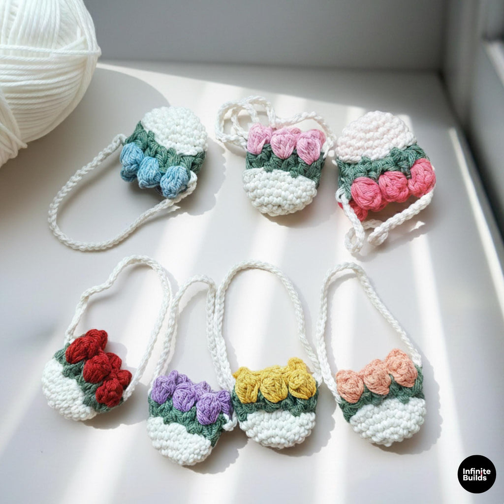 Mini Crochet Bag Set of 2 | Handmade Doll Purse | Cute Mini Yarn Bag for Dolls, Displays & Collectibles