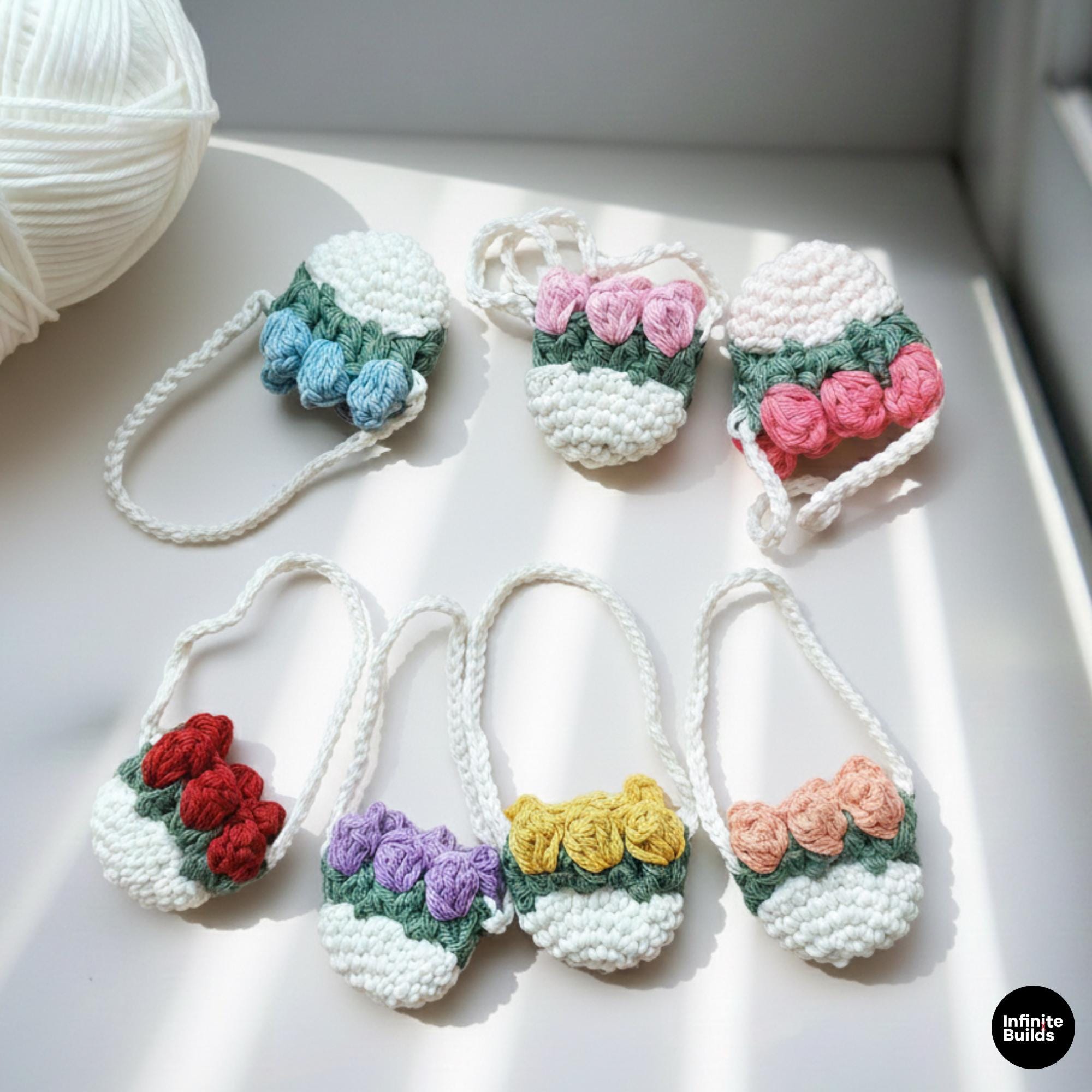 Mini Crochet Bag Set of 2 | Handmade Doll Purse | Cute Mini Yarn Bag for Dolls, Displays & Collectibles