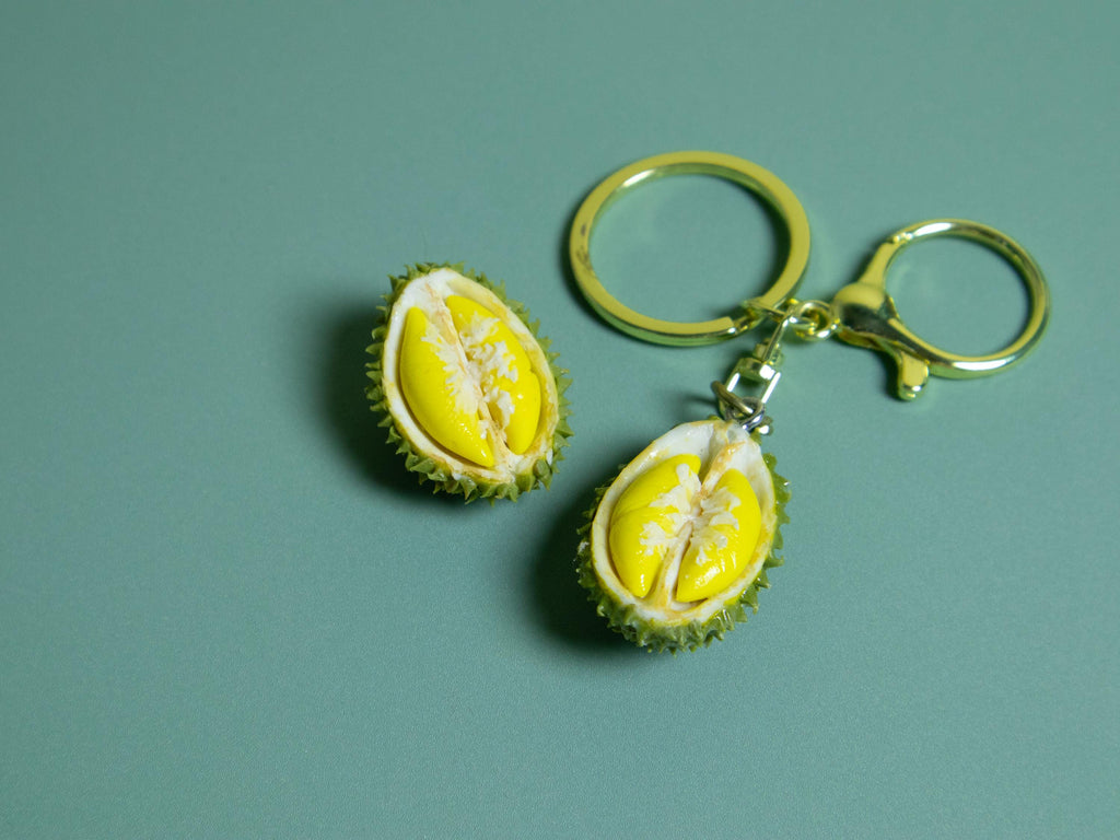 Polymer Clay Durian Miniature: Southeast Asian Fruit Keychain or Dollhouse Prop