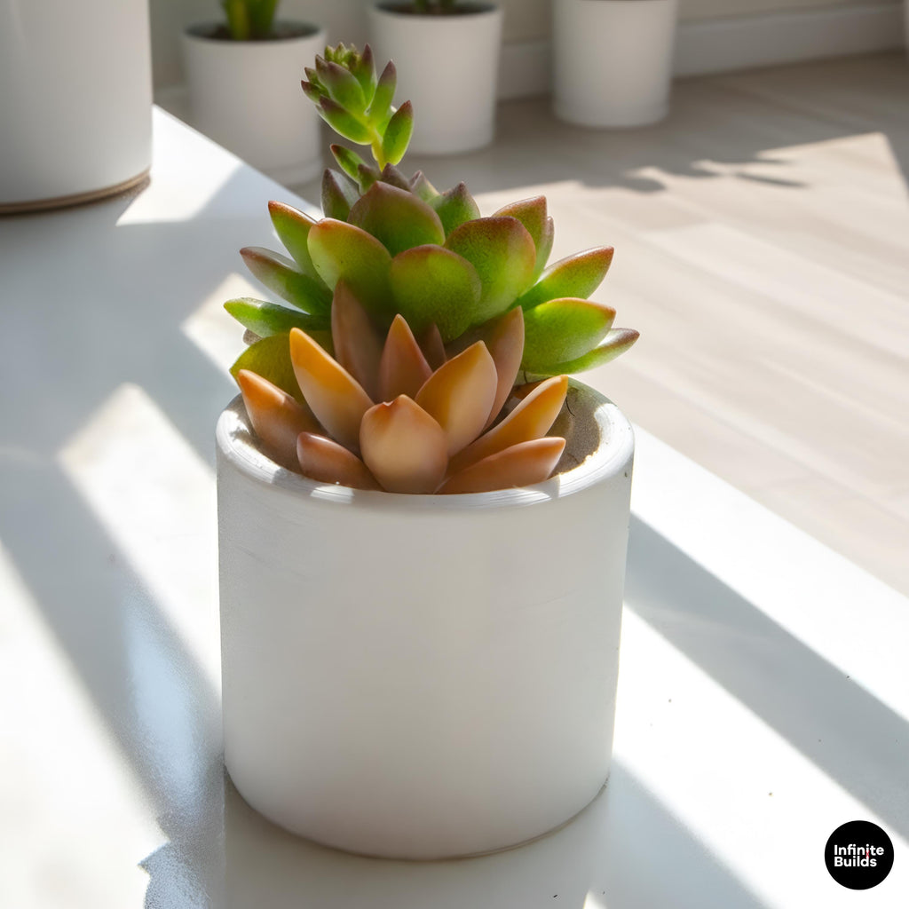 Minimal Cylinder Plant Pot 3D Printed | Small Round Succulent Pot | Modern Air Plant Planter | Desk Decor | 2.4–3 Inch