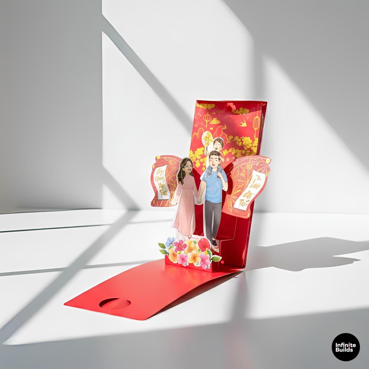 Assorted 3D Red Envelopes – Set of 6 | Earth God Prosperity Theme | Vietnamese Tết Lucky Money | Lunar New Year Decor