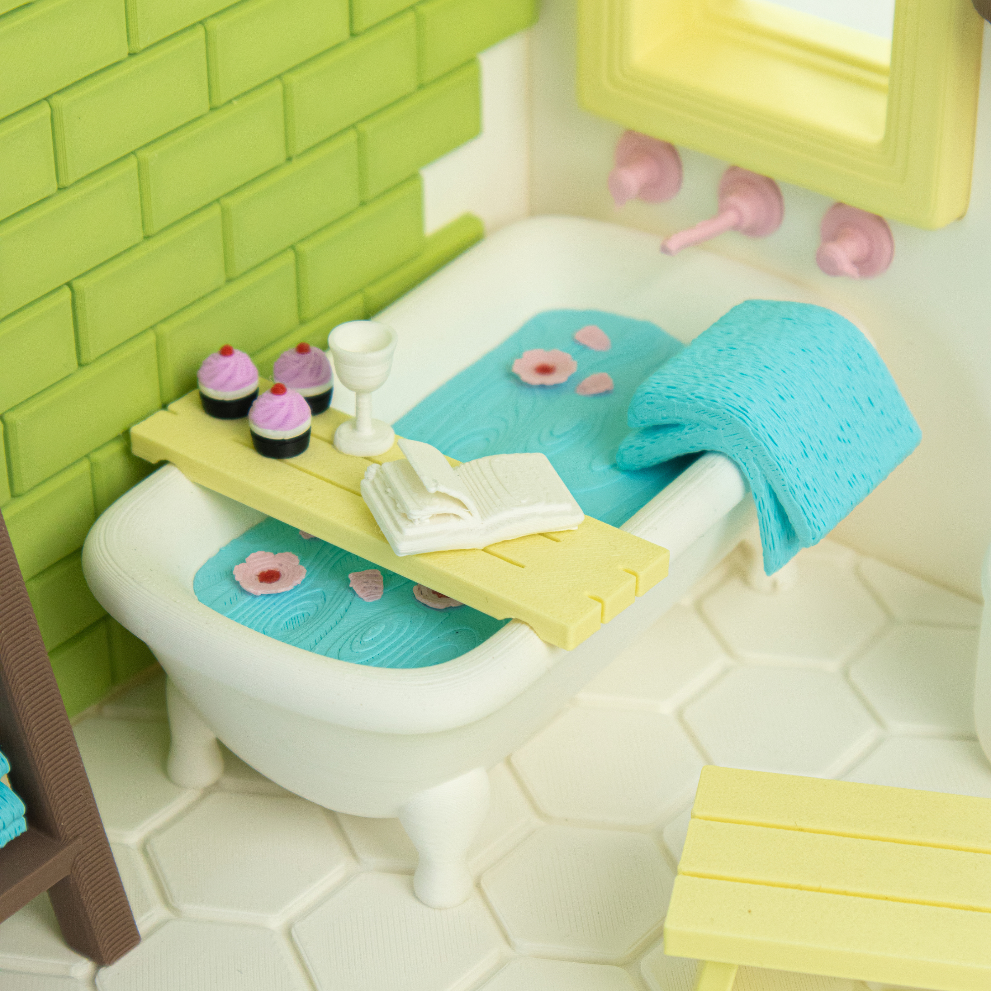 Smiski Bathroom DIY Miniature Kit 1:12 | Dollhouse Bathroom Scene | Mini Room Box Decor | Tiny Bathroom Display | Gift for Collectors