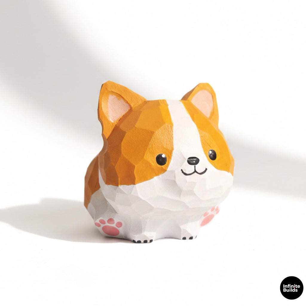 Chunky Corgi Wooden Figurine Keychain | Mini Desk Decor | Handmade Wood Animal | Cozy Cute Style | Gift for Dog Lovers