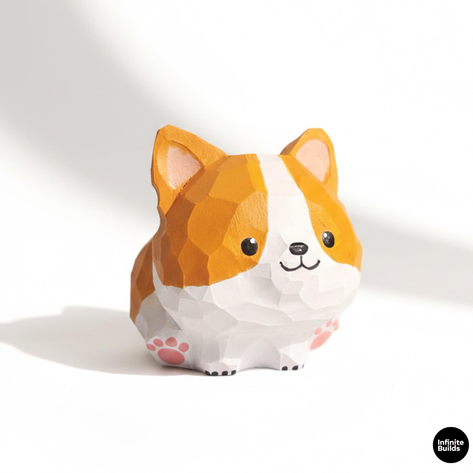 Chunky Corgi Wooden Figurine Keychain | Mini Desk Decor | Handmade Wood Animal | Cozy Cute Style | Gift for Dog Lovers