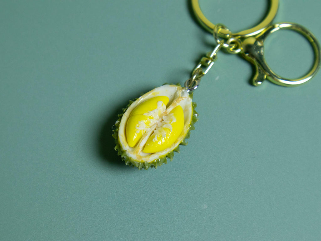 Polymer Clay Durian Miniature: Southeast Asian Fruit Keychain or Dollhouse Prop