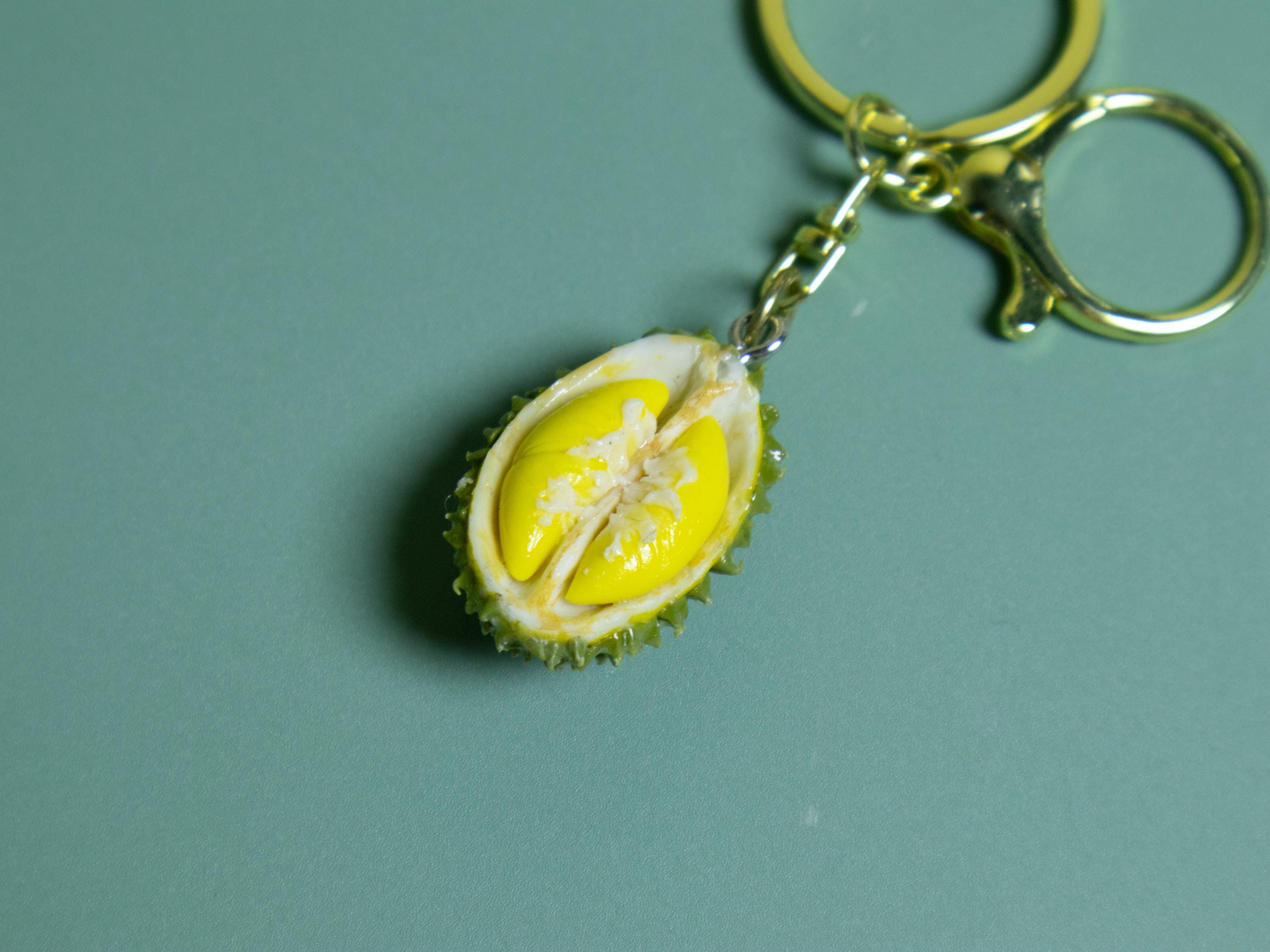 Polymer Clay Durian Miniature: Southeast Asian Fruit Keychain or Dollhouse Prop
