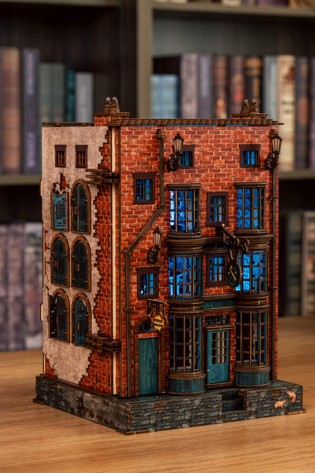 DIY Wooden Book Nook Kit: Enchanted Wand Shop with LED Lights