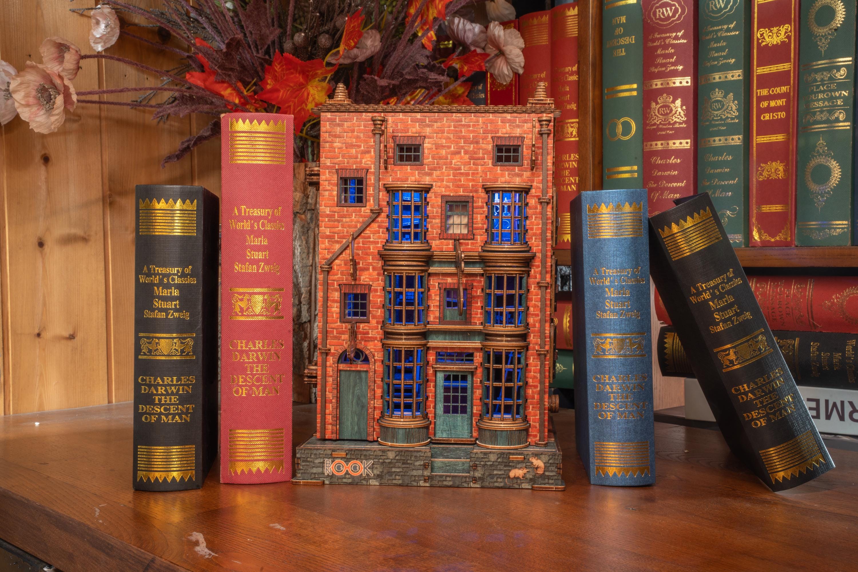 DIY Wooden Book Nook Kit: Enchanted Wand Shop with LED Lights