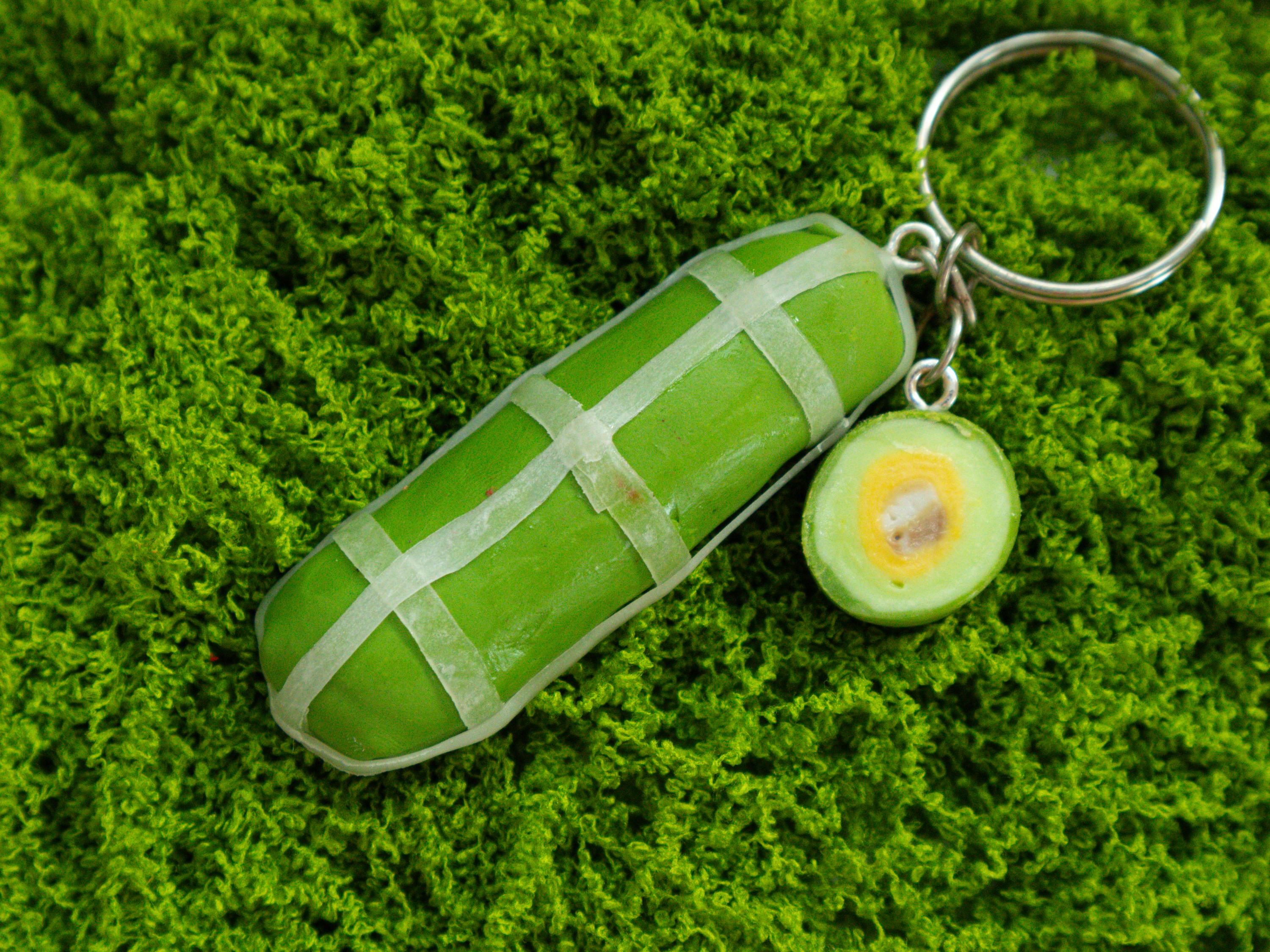 Mini Bánh Tét Keychain: Vietnamese Lunar New Year Cake, Polymer Clay