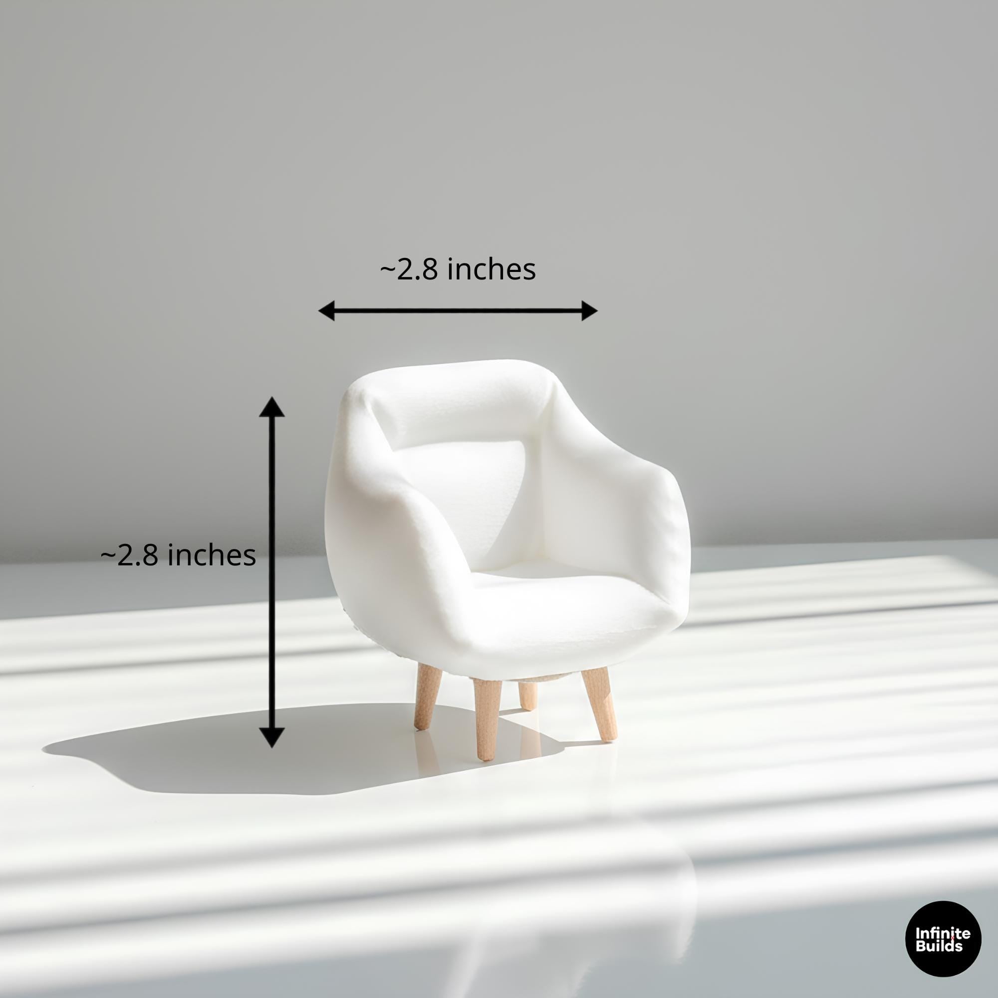Mini Modern Sofa Chair | 1:12 Dollhouse Furniture | 3D Printed Lounge Chair | Minimal Dollhouse Decor | Gift for Collectors