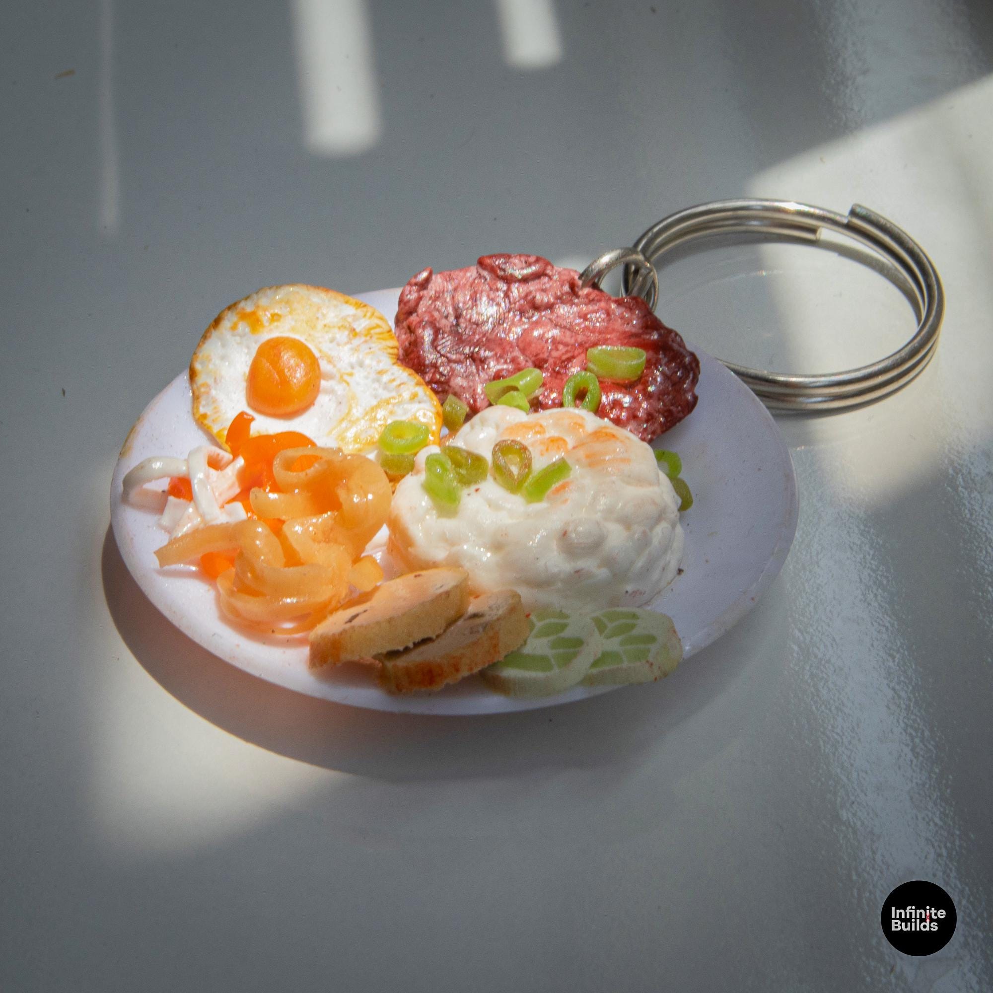 Miniature Com Tam Keychain: Vietnamese Broken Rice Polymer Clay Charm