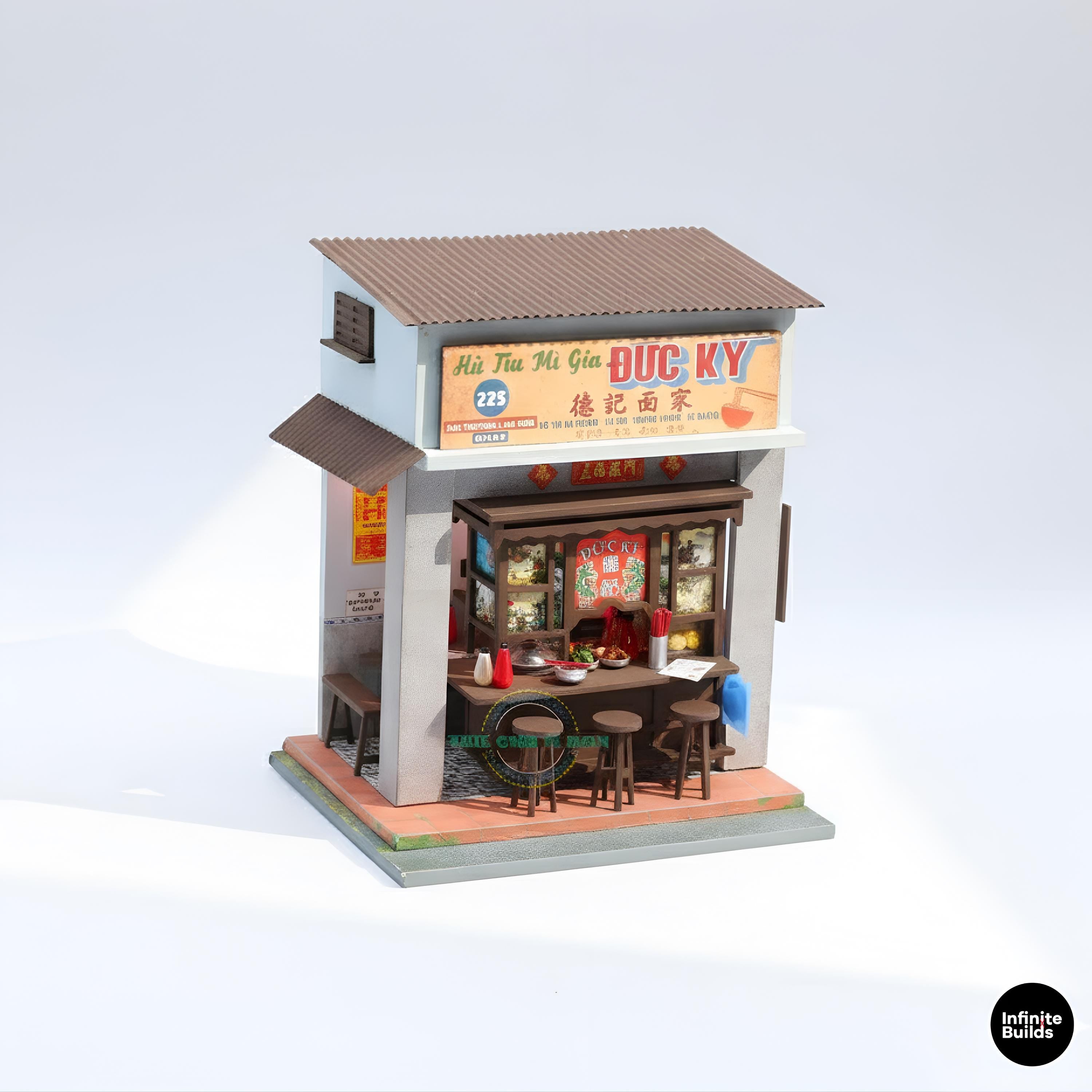 Vintage Vietnamese Noodle Shop DIY Kit | 3D Wood Puzzle | Travel Souvenir | Vietnam Collectible Set
