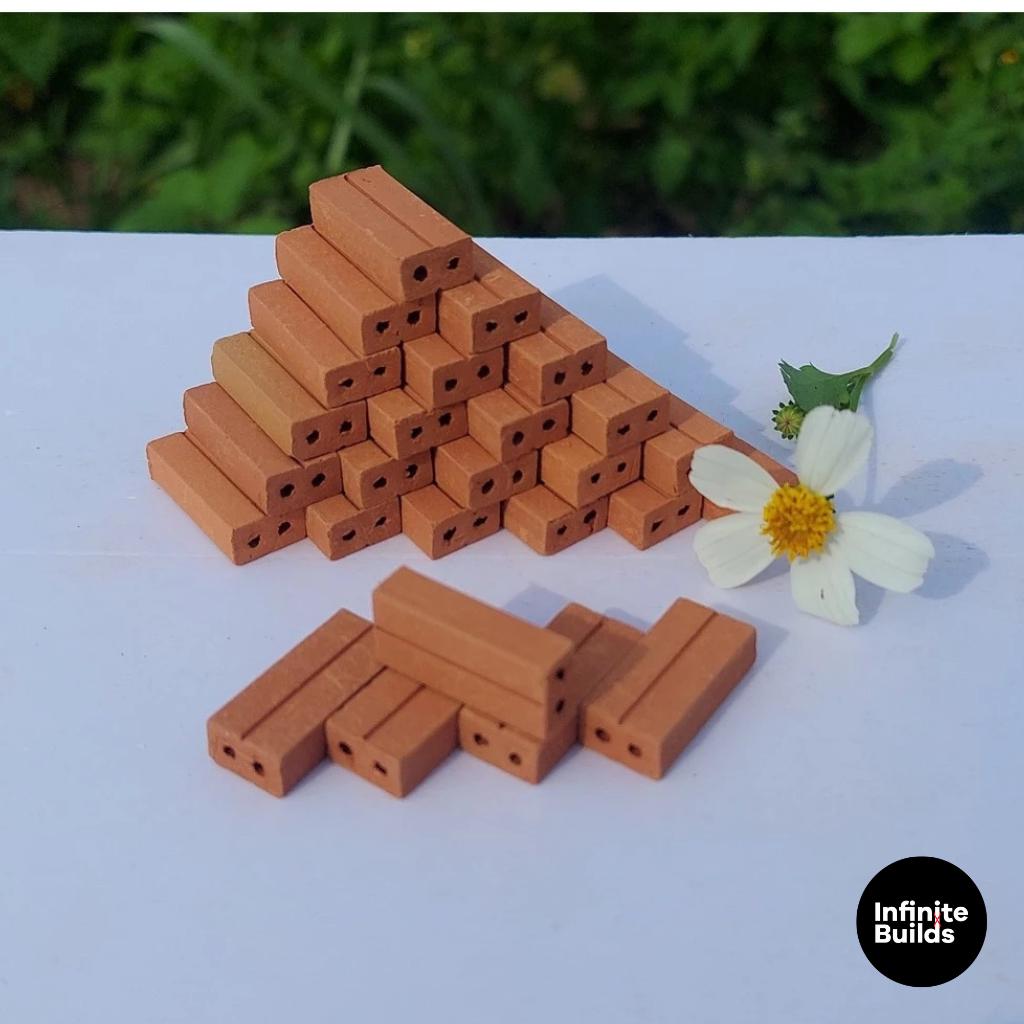 300 Miniature Red Bricks | 1:10 Scale | Dollhouse Construction | Architecture Modeling | Building Supplies | Miniature Housebuilding