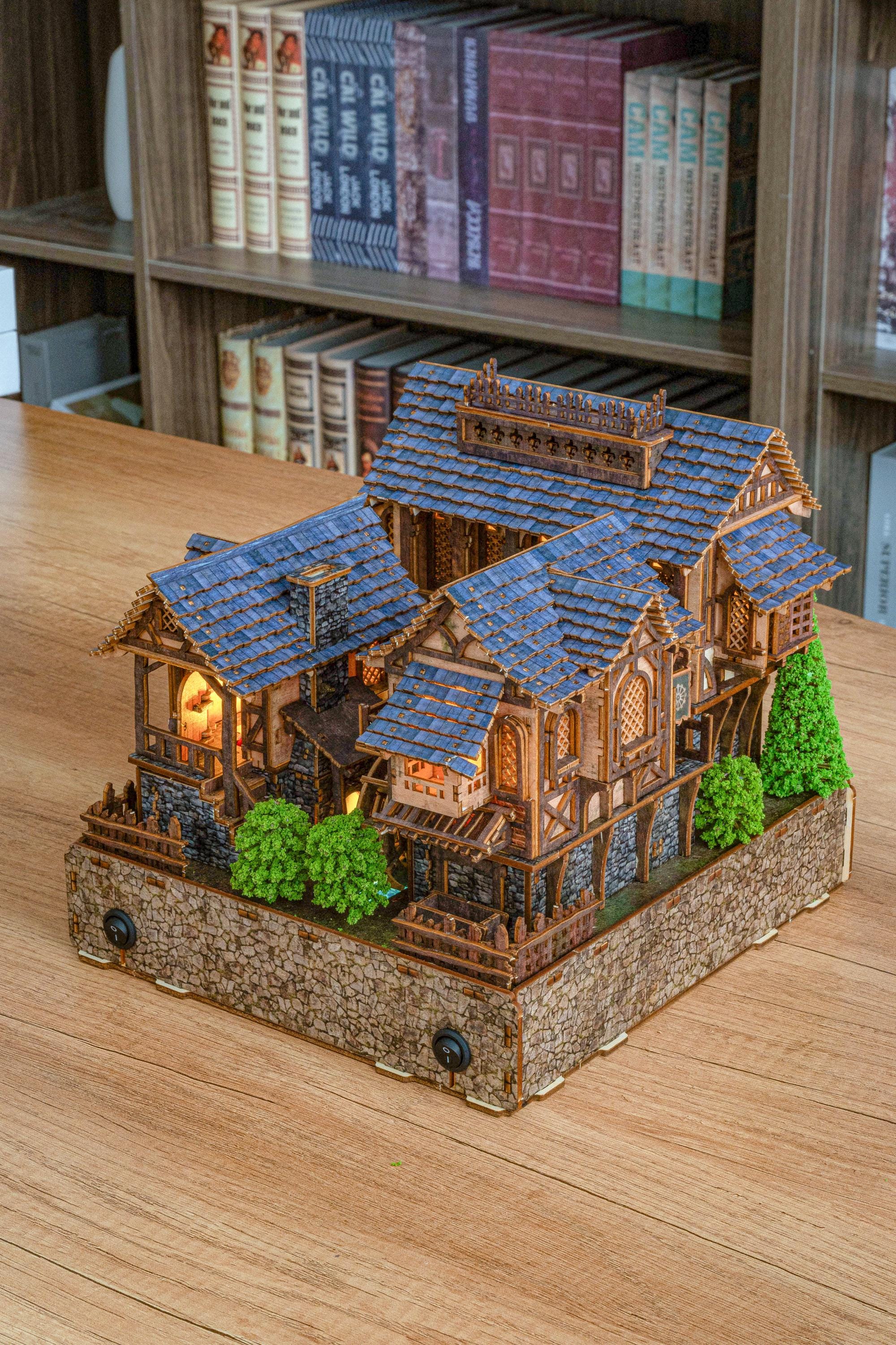 Heartbrook Village DIY Book Nook: Miniature Wooden House Diorama with LED