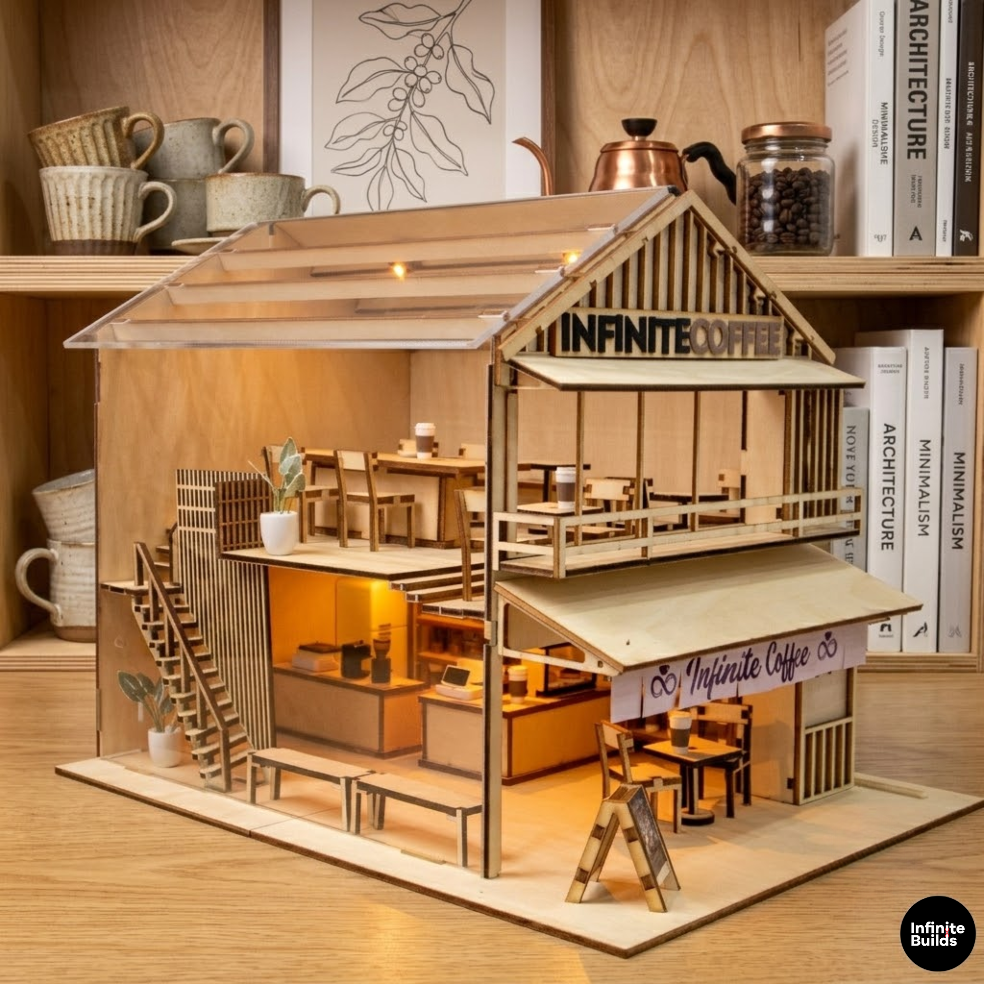 Modern Coffee Shop Miniature Kit 1:32