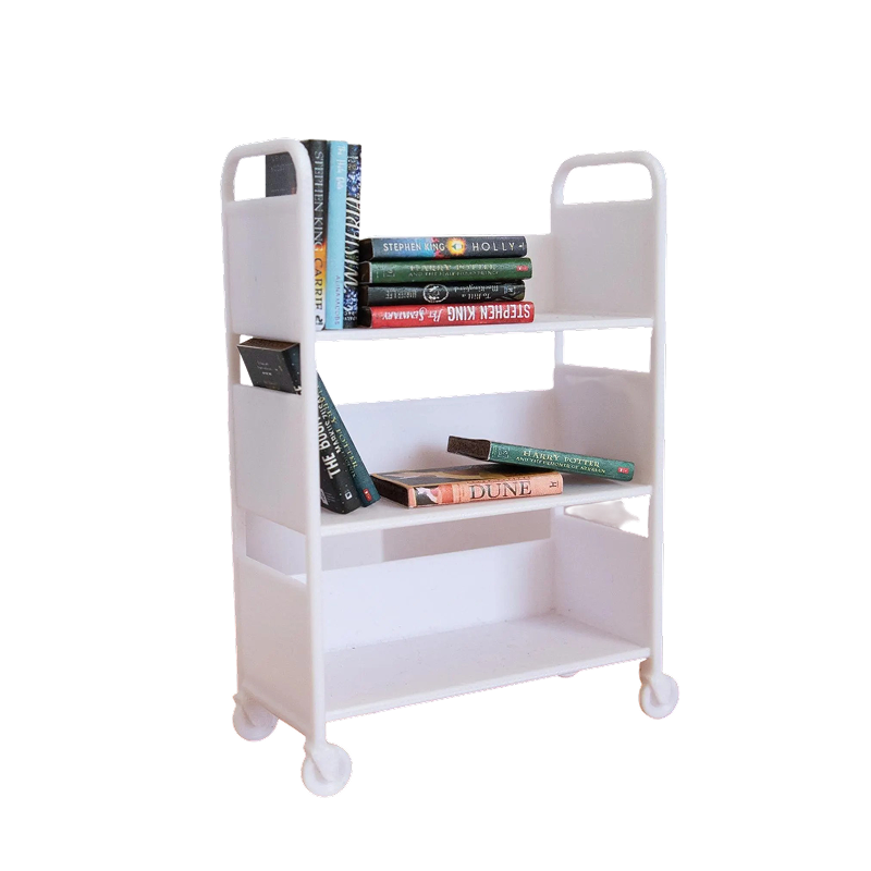 Miniature Library Cart - 3 Shelf Dollhouse Bookcase - 1:12 Scale (Set of 2)