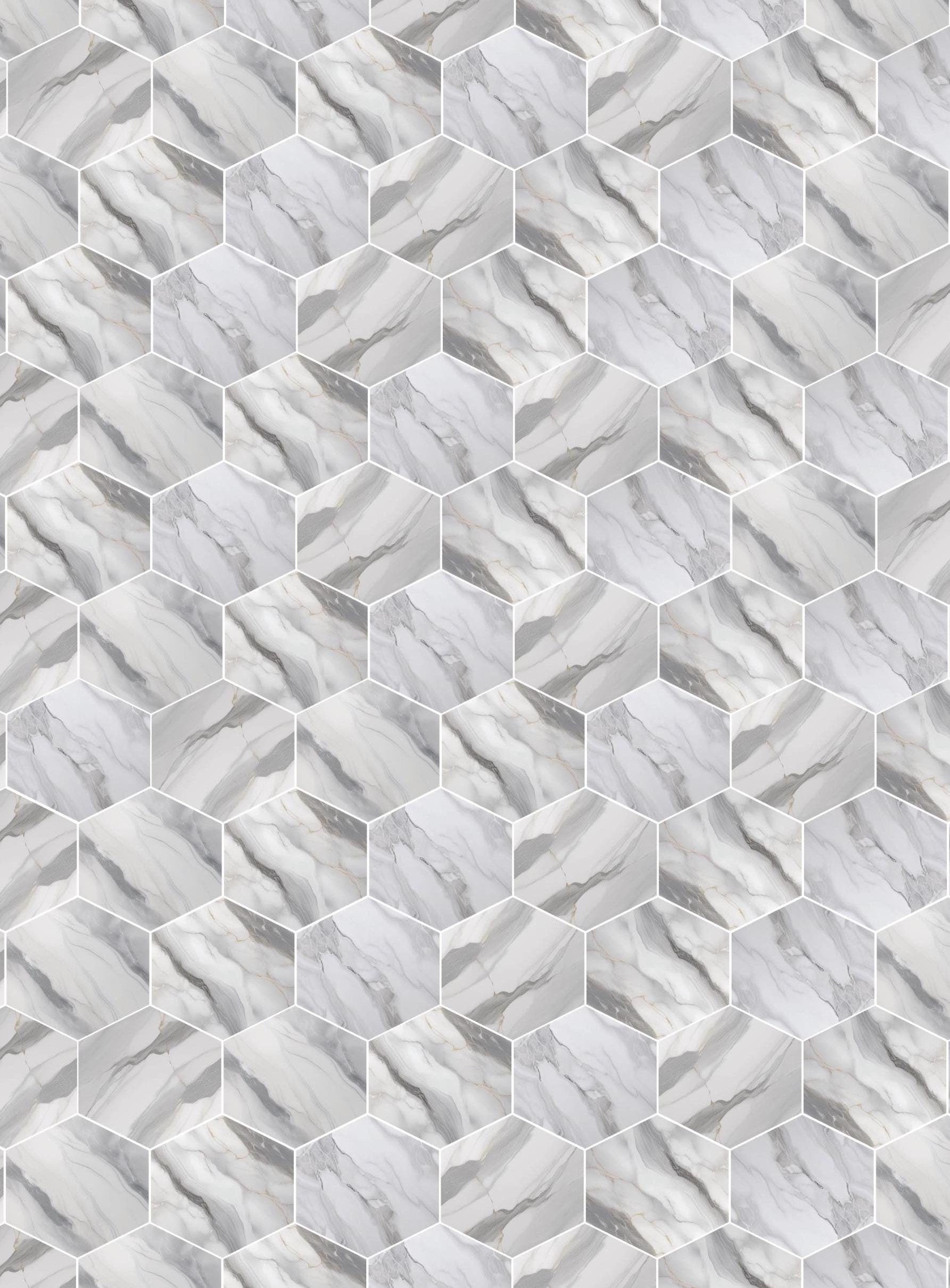 Dollhouse Flooring | Printable Flooring Download | Grey Marble Hexagon Flooring | Digital Download | 1:12 Scale Dollhouse | Roombox