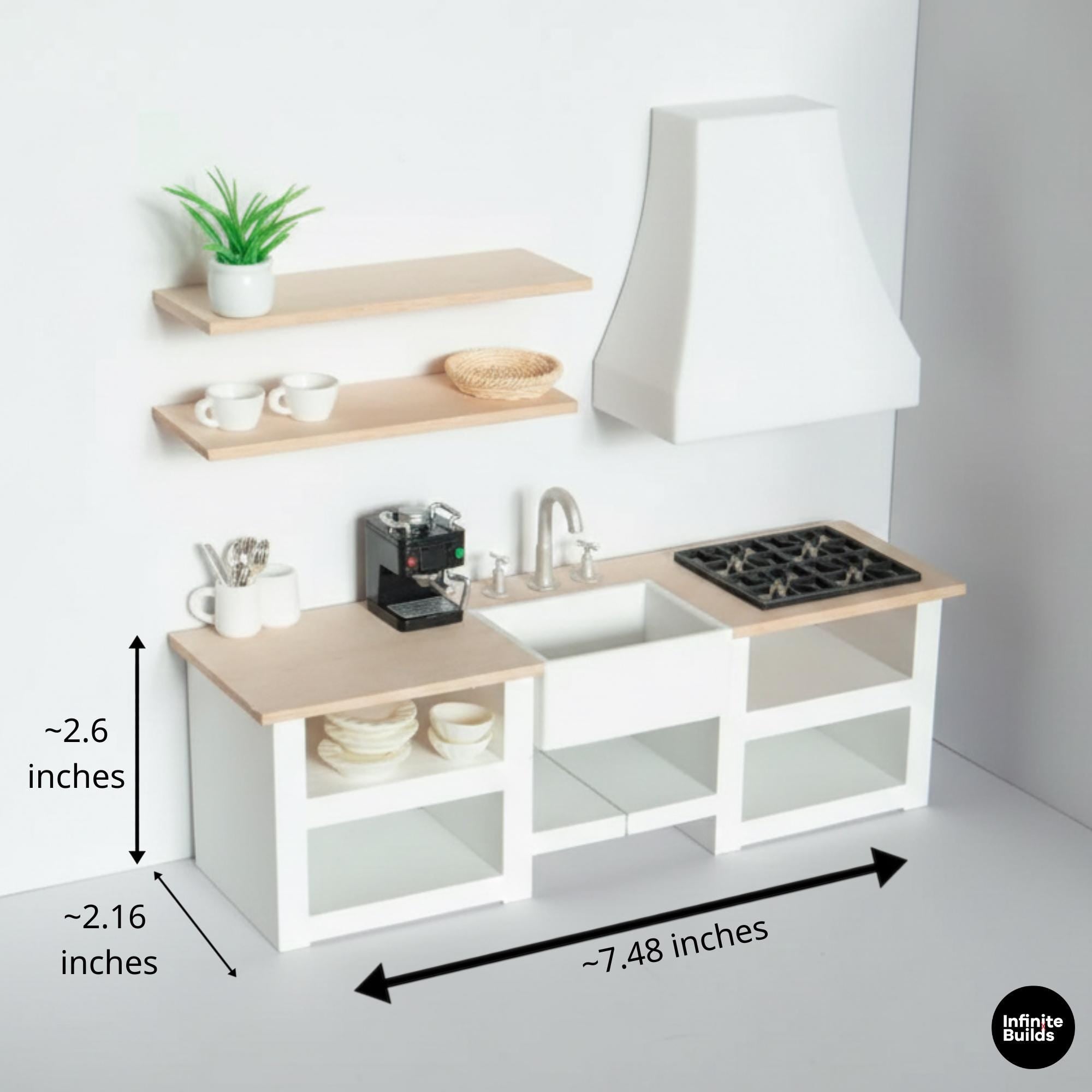 Modern Miniature Kitchen Set | Dollhouse Kitchen | 1:12 Scale