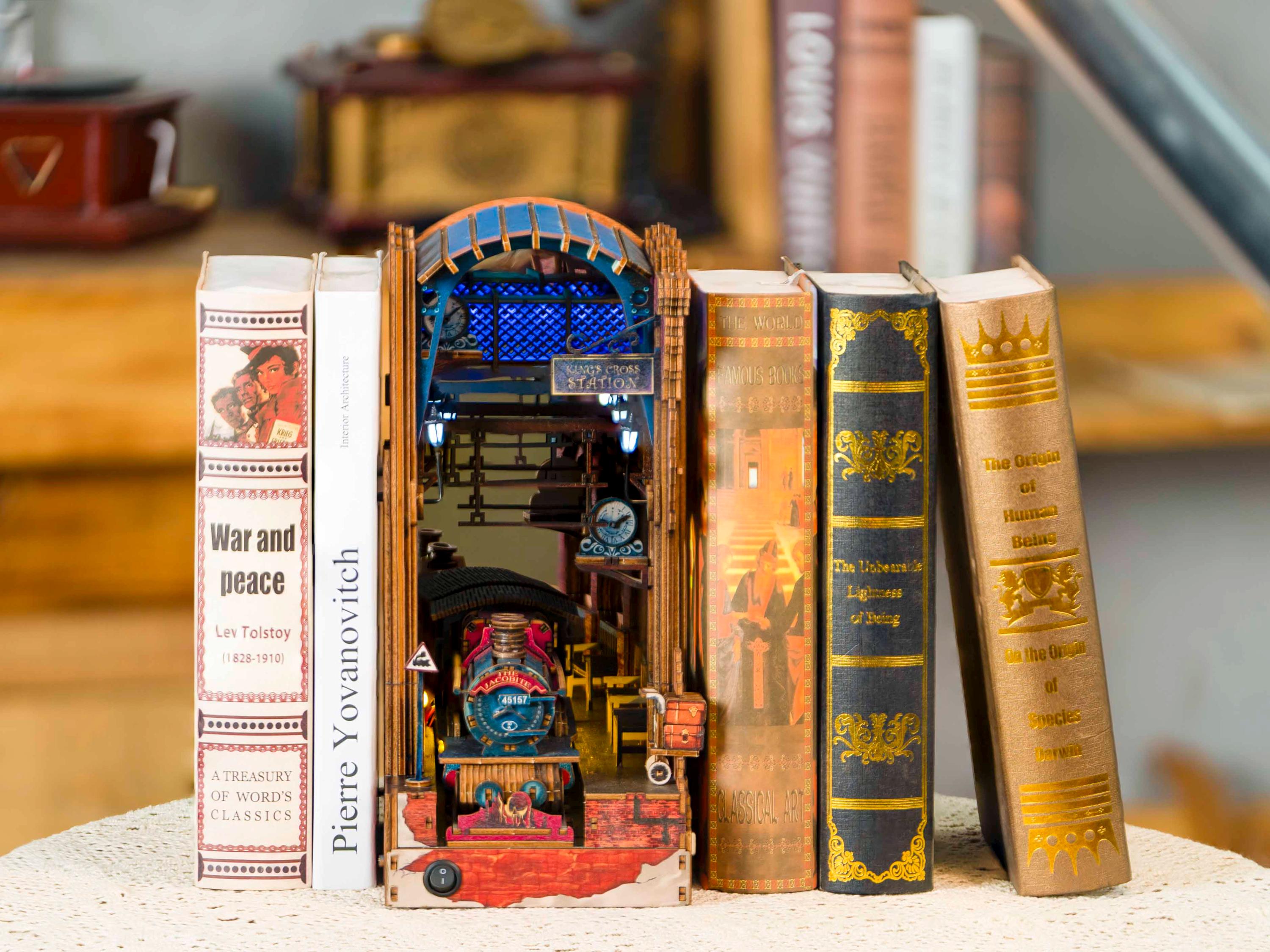 DIY King's Cross Book Nook Kit: Wooden 3D Puzzle with LED Lights