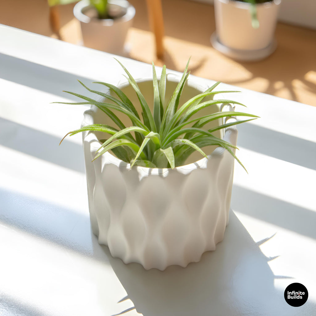 Wavy 3D Printed Plant Pot | Modern Ripple Planter 2.4–3 Inches | Minimalist Desk Decor | Air Plant Pot